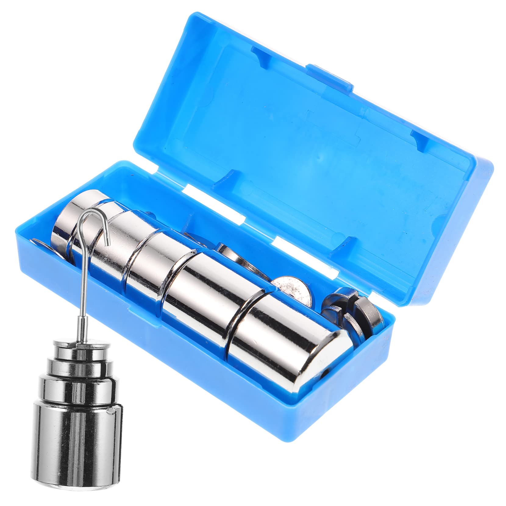 TOPBATHY 6 Ensembles Poids à De Laboratoire Avec Support Poids Fendus Grammes Poids Fendu Avec Cintres Poids à Fentes De Laboratoire Étalonnage Fendue Avec Suspension Acier