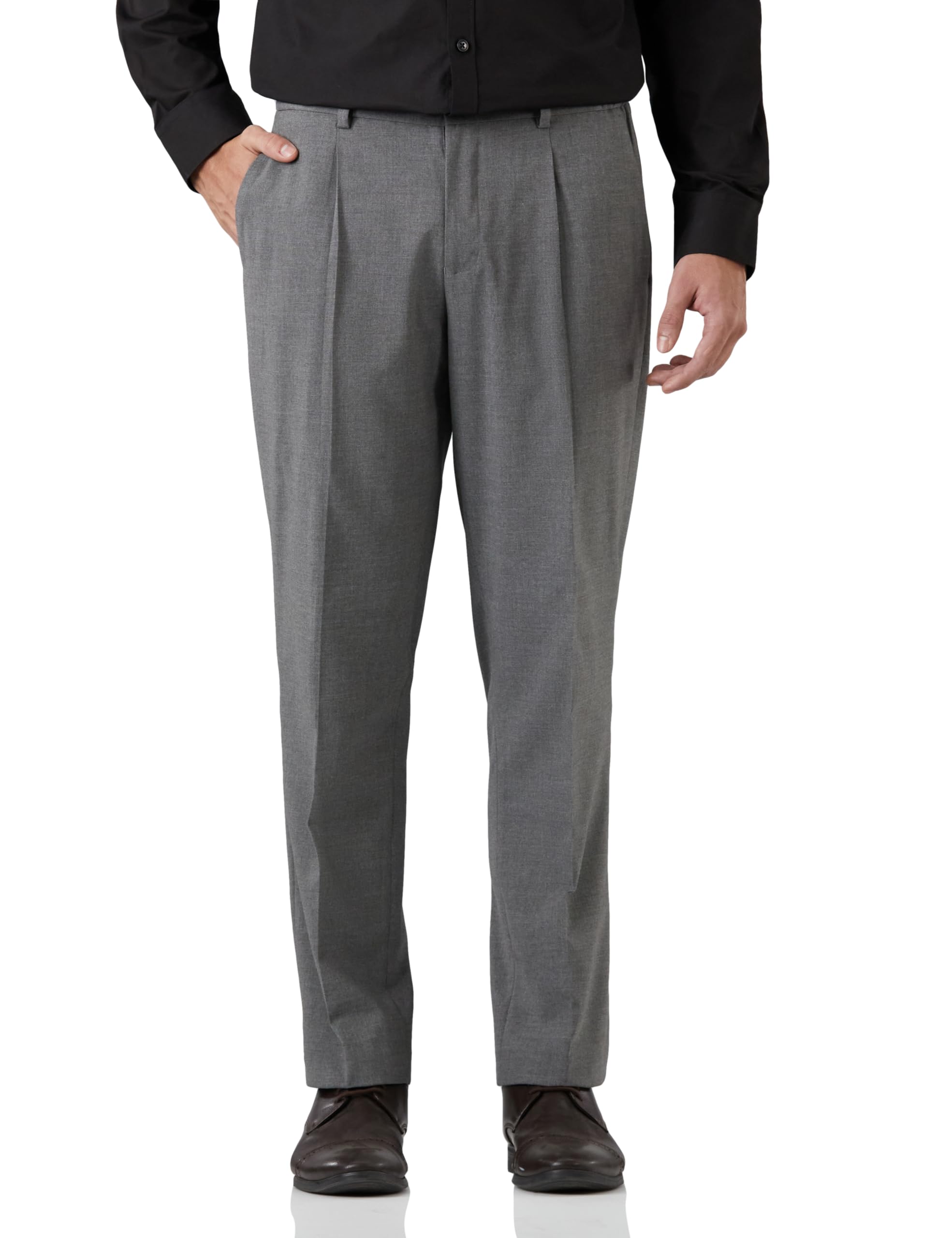 Men's Pleated Stretchable Formal Pants |Half-Elasticated | Regular Fit (Available in Plus Sizes)-image-7