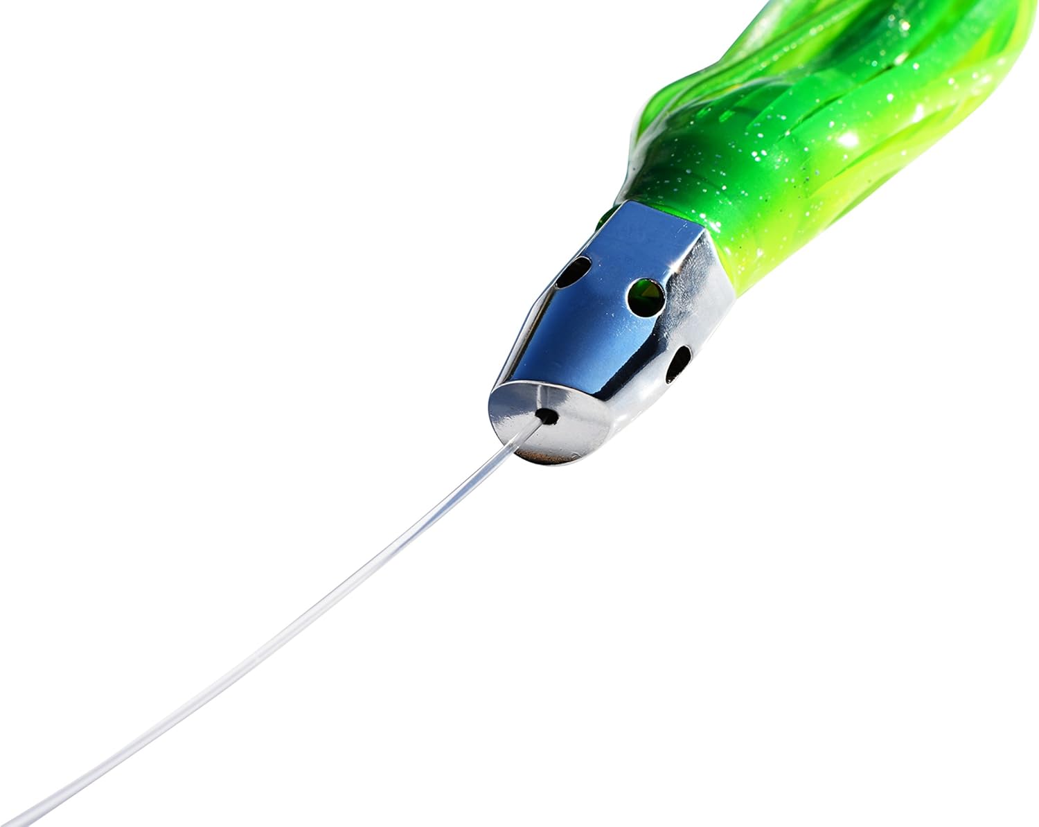 EatMyTackle Slant Head Trolling Lure - Mono Rigged (10 inch, Green)