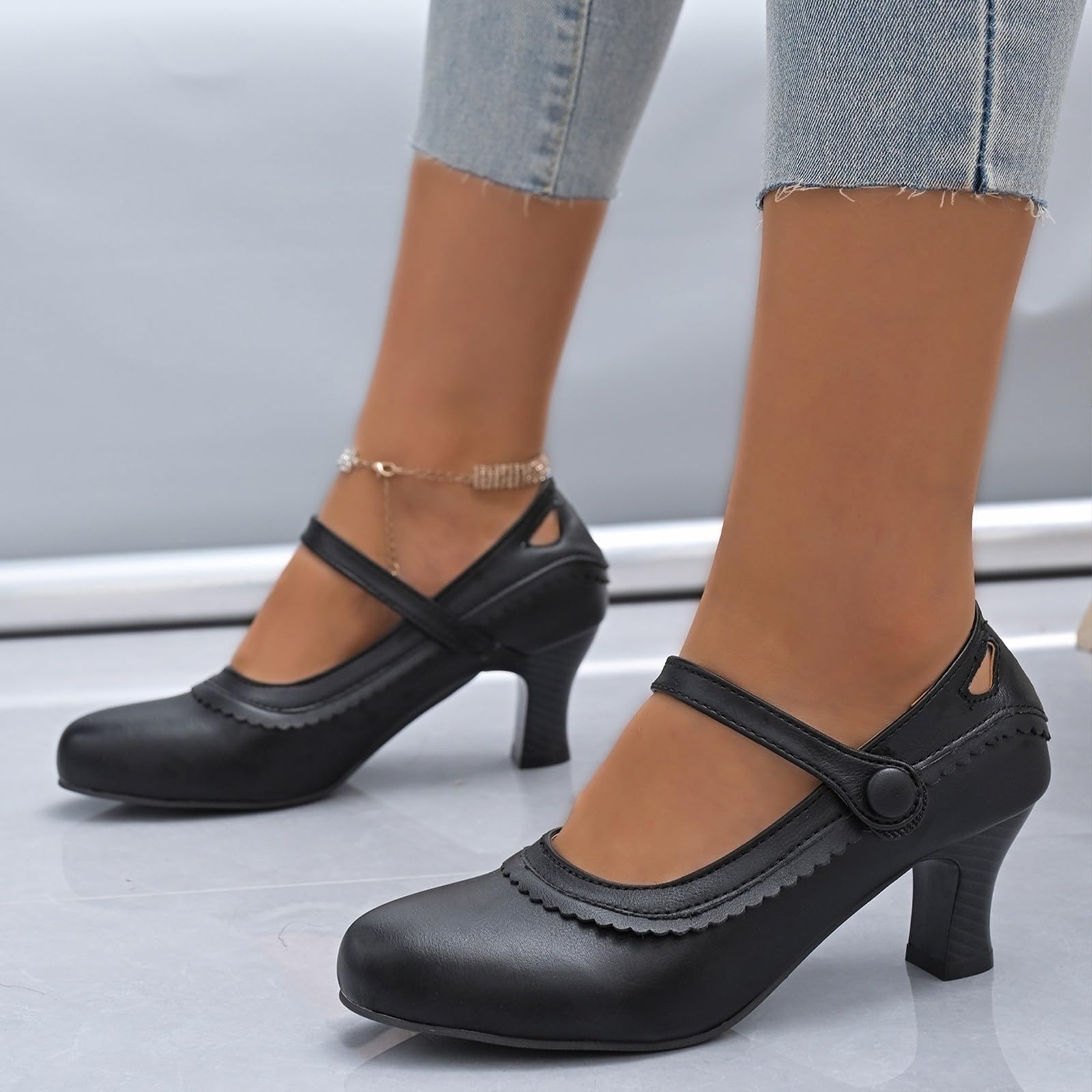 Scarpe da donna eleganti e comode, Mary Jane, con tacco alto