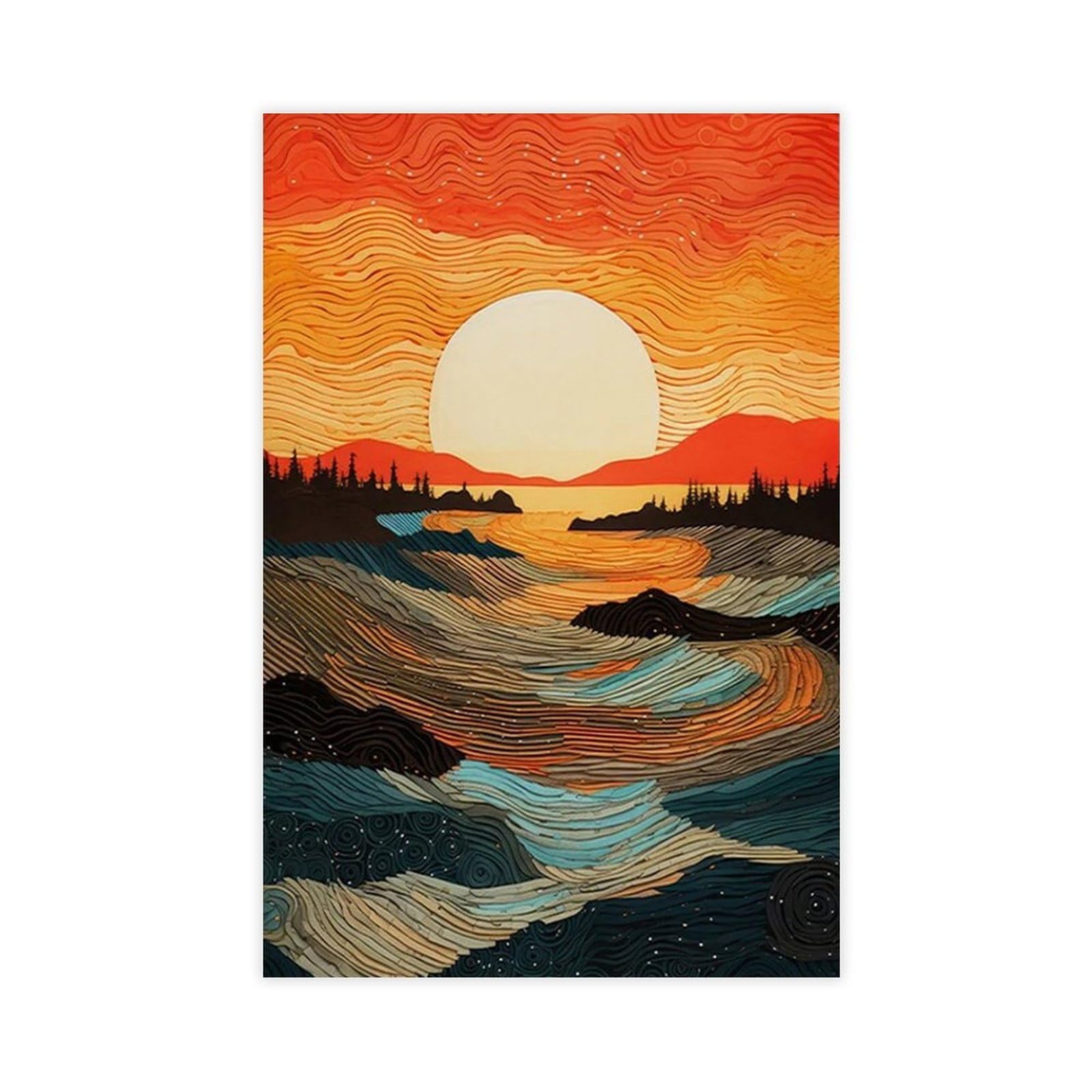 Bareronor Modern Landscape Boho StyleVibrant Canvas Poster Bedroom Decor Landscape Office Room Decor Gift 20" L X 30" W