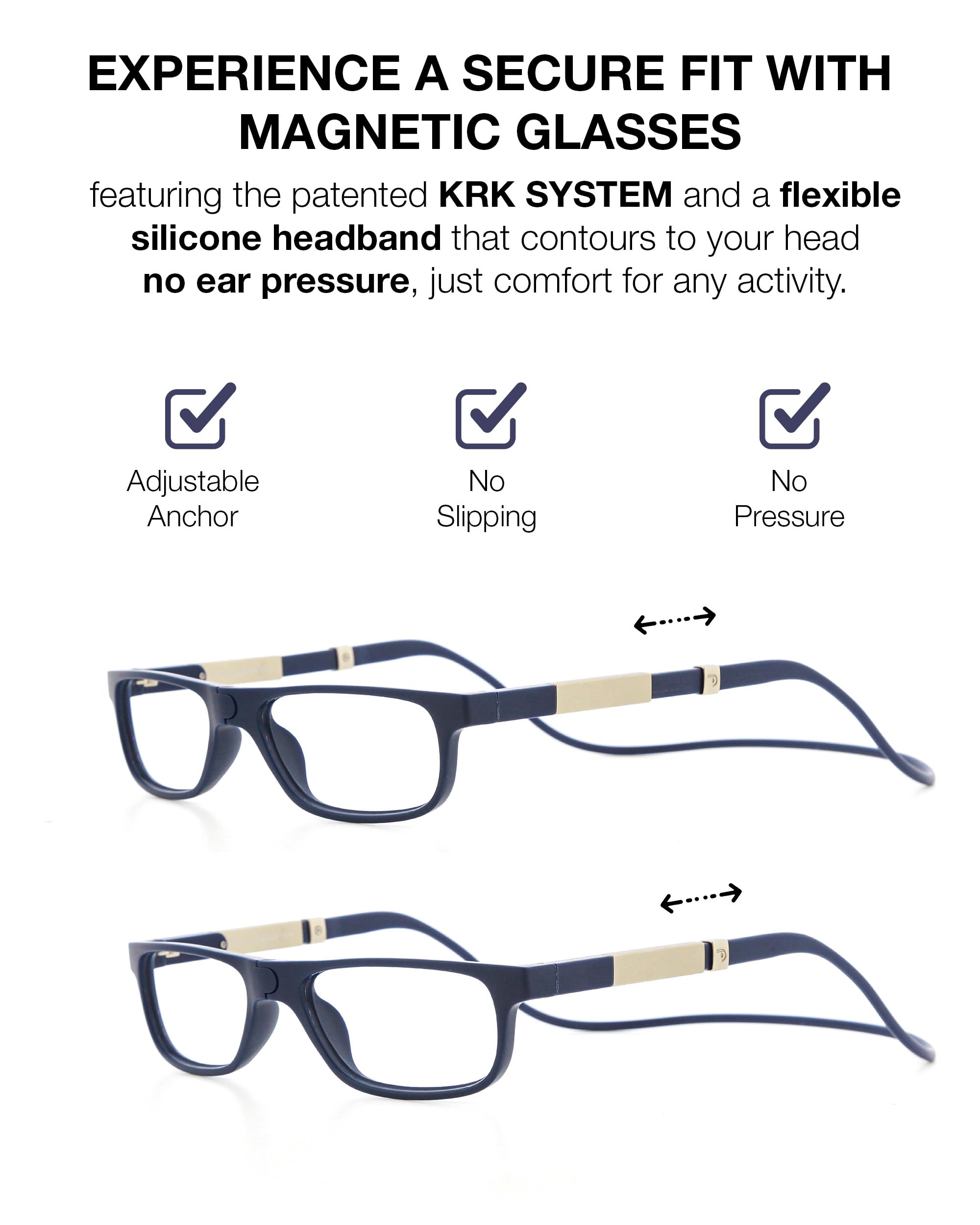 DIDINSKY Krik Occhiali da Lettura Magnetici, Anti Luce Blu | Chiusura magnetica frontale · Per leggere da vicino · Anti luce blu · Ingrandimento +1.0 a +3.0 · Custodia inclusa