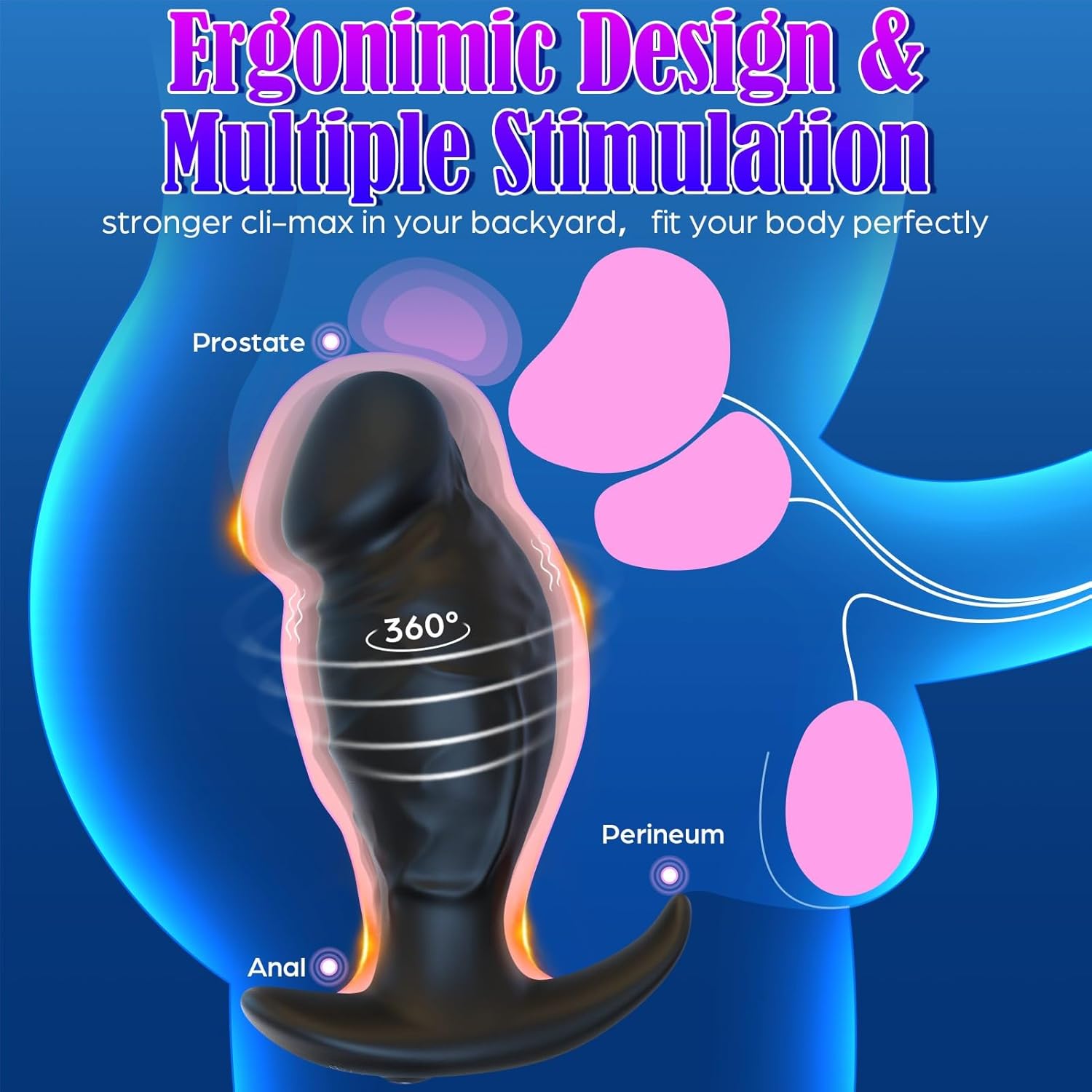 Anal Plug Sex Toys for Men Women, Mtsige 360° Rotating Vibrating Butt Plug Anal Dildo Vibrator with 10 Frequencies APP Control, Silicone Prostate Massger Anal Toys Anal Sex Toy, Adult Toys (Black)