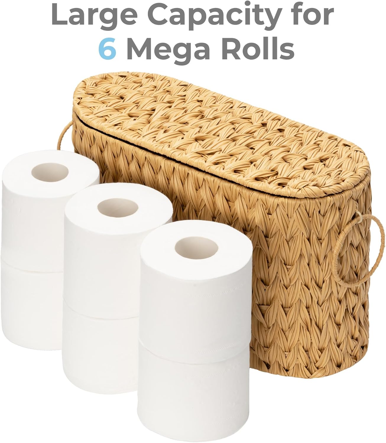 GRANNY SAYS Toilet Paper Storage Basket with Lid and Handle, Decorative Toilet Paper Holder, Waterproof Bathroom Organizers and Storage, Wicker Basket for Bathroom Storage - Image 4