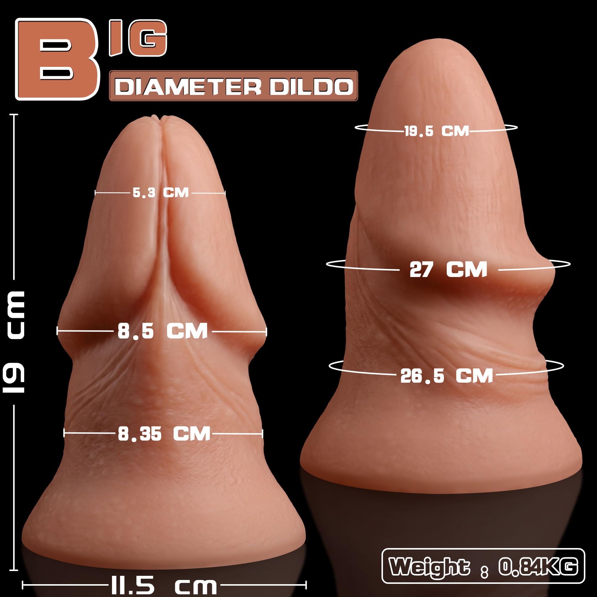 19 x 8,5 cm Dildo Realista Gigante con Glande Puntiagudo, Grande Consolador para Extensión Anal y Entrenamiento Anal, Gran Diámetro Sex Toys Flesh Silicone con Ventosa para Hombre, Gay, Mujer