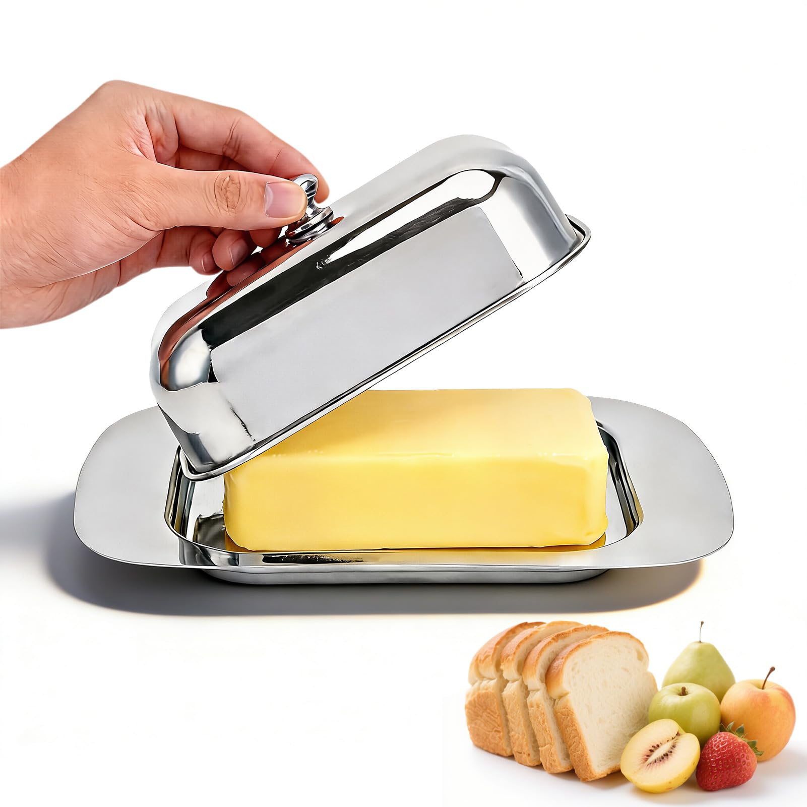 Accessoire De Table élégant Lot De 2 Beurriers En Inox 304 Avec Couvercle Transparent - 18,6x12x6,5cm, Idéal Pour Beurre, Fromage Ou Desserts Accessoire De Table élégant Lot De 2 Beurriers En Inox 304 Avec Couvercle Transparent - 18,6x12x6,5cm, Idéal Pour Beurre, Fromage Ou Desserts