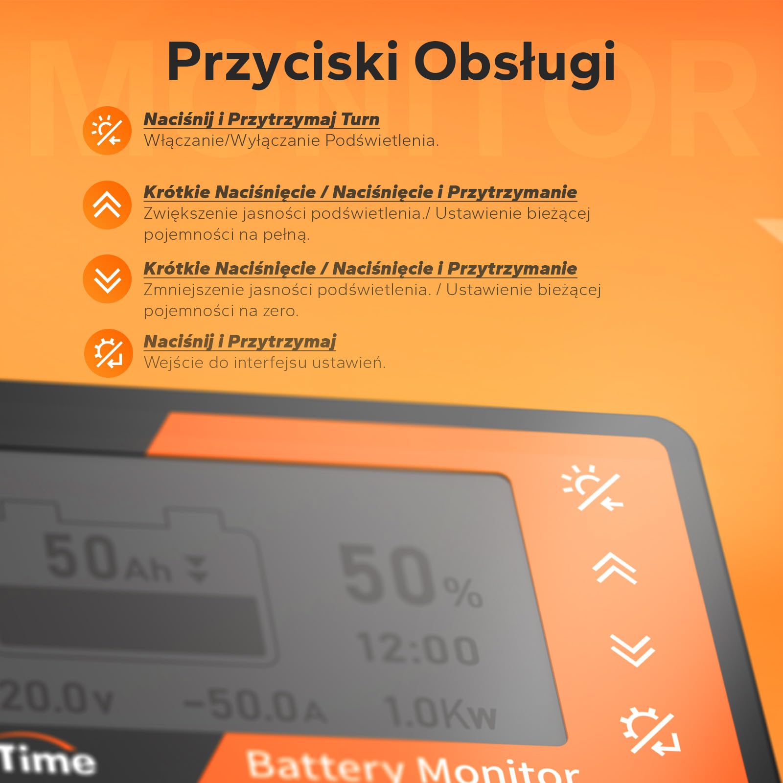 LiTime Miernik Poziomu Naładowania Akumulatora z Bocznikiem, Miernik Poziomu Naładowania Akumulatora 500A 8V-120V Podświetlanym Ekranem LCD, Alarmem Dźwiękowym dla Kamperów Motocykli Wózków Golfowych
