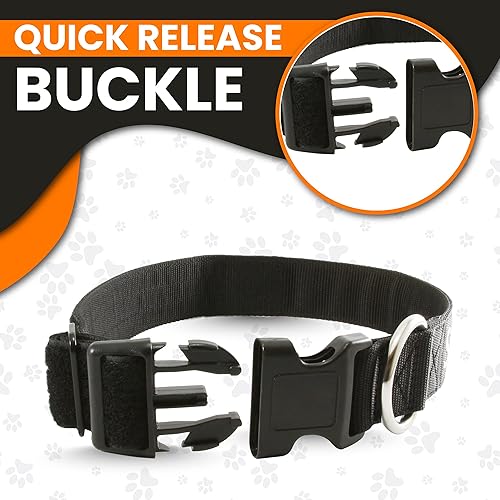 Miniatura 5 de Collar de perro de servicio, nailon, ajustable, bordado, con espacio para parches de gancho y bucle (mediano 16-20 pulgadas de largo x 1.5 pulgadas