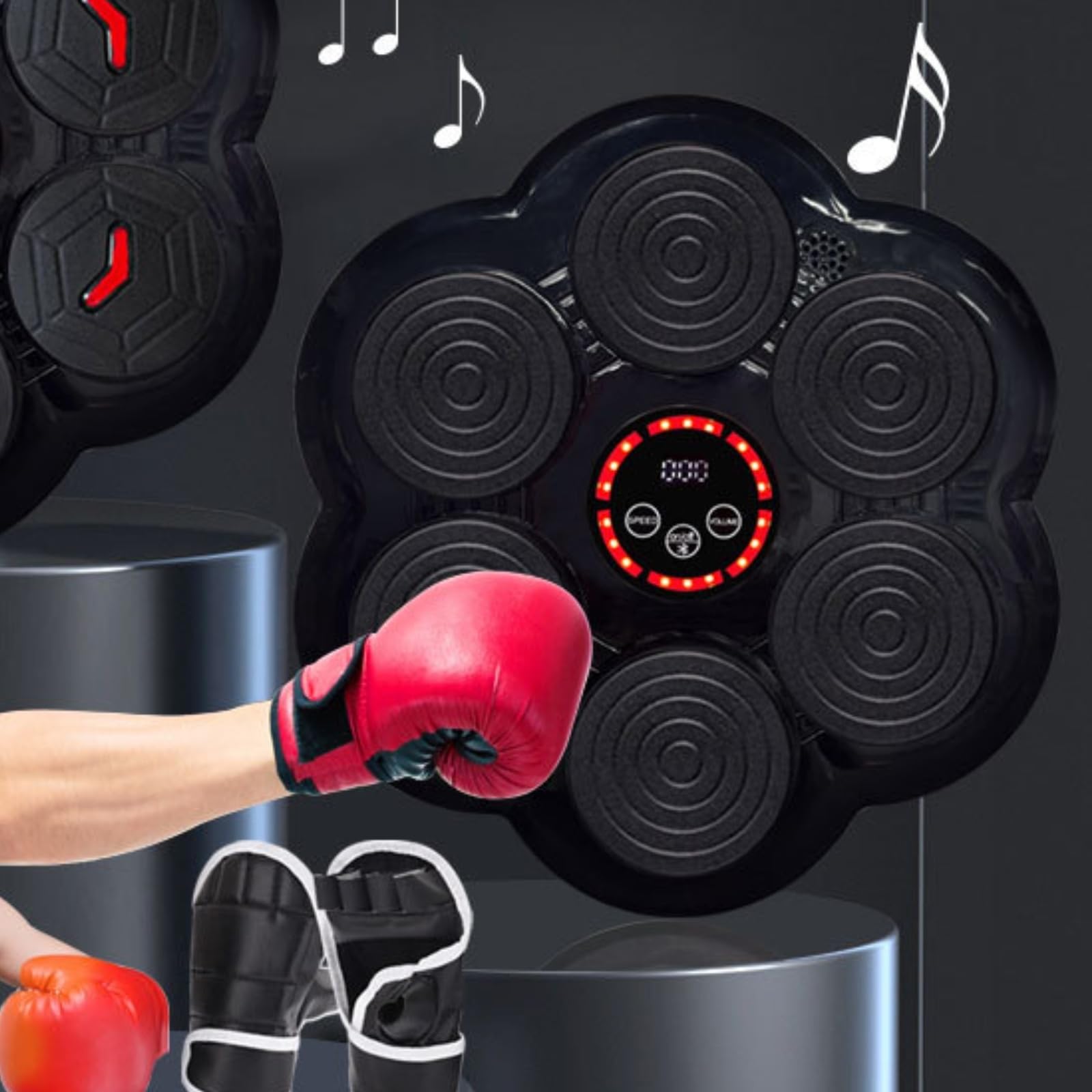 Gralara Music Boxing Bersaglio da Parete Pugno Pad Luminose Reattive Connessione Musica Materiale Adatto per Allenamento a Casa, Blu, Blu Zaffiro Musicale Da Boxe