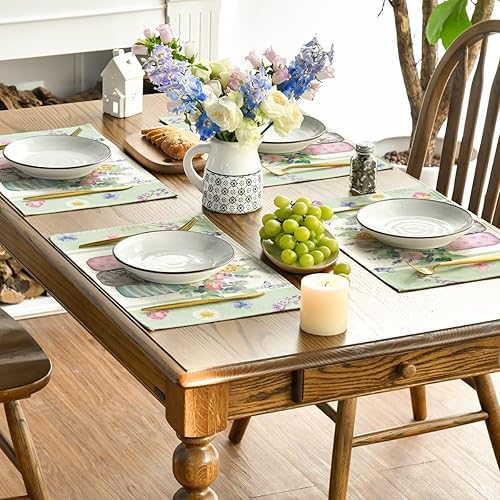 Miniatura 4 de Artoid Mode Bloom Vase - Juego de 6 manteles individuales florales de primavera, 12 x 18 pulgadas, manteles individuales de verano de temporada para