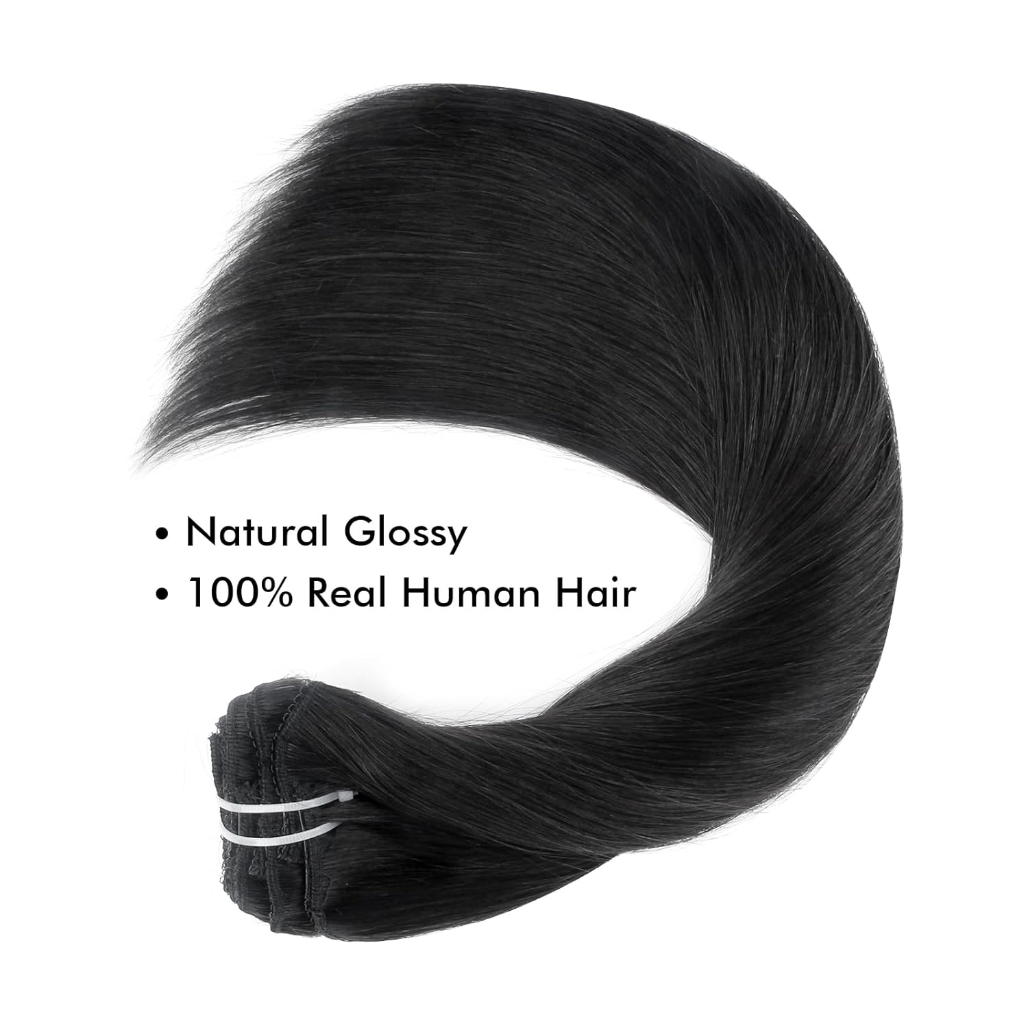 Sixstarhair Jet Black Clip In Hair Extensions Made of Remy Virgin Human Hair Double Wefted Thick Lace Weft Clip On Extensions Fast to Apply 140g 7 Pieces 20inch [Color 1 Jet Black 20inch]