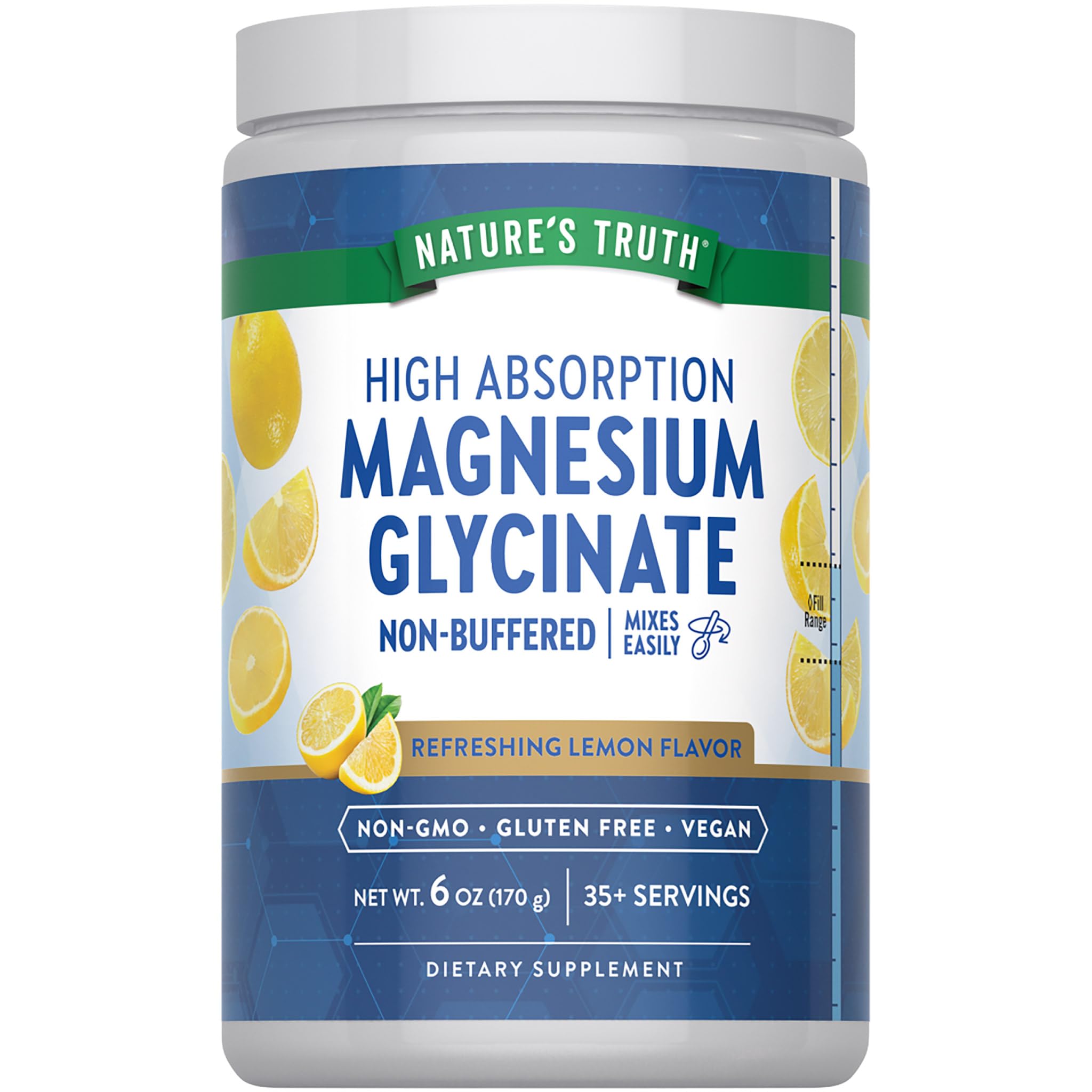 Nature's Truth Magnesium Glycinate Powder | 6 oz | Lemon Flavor