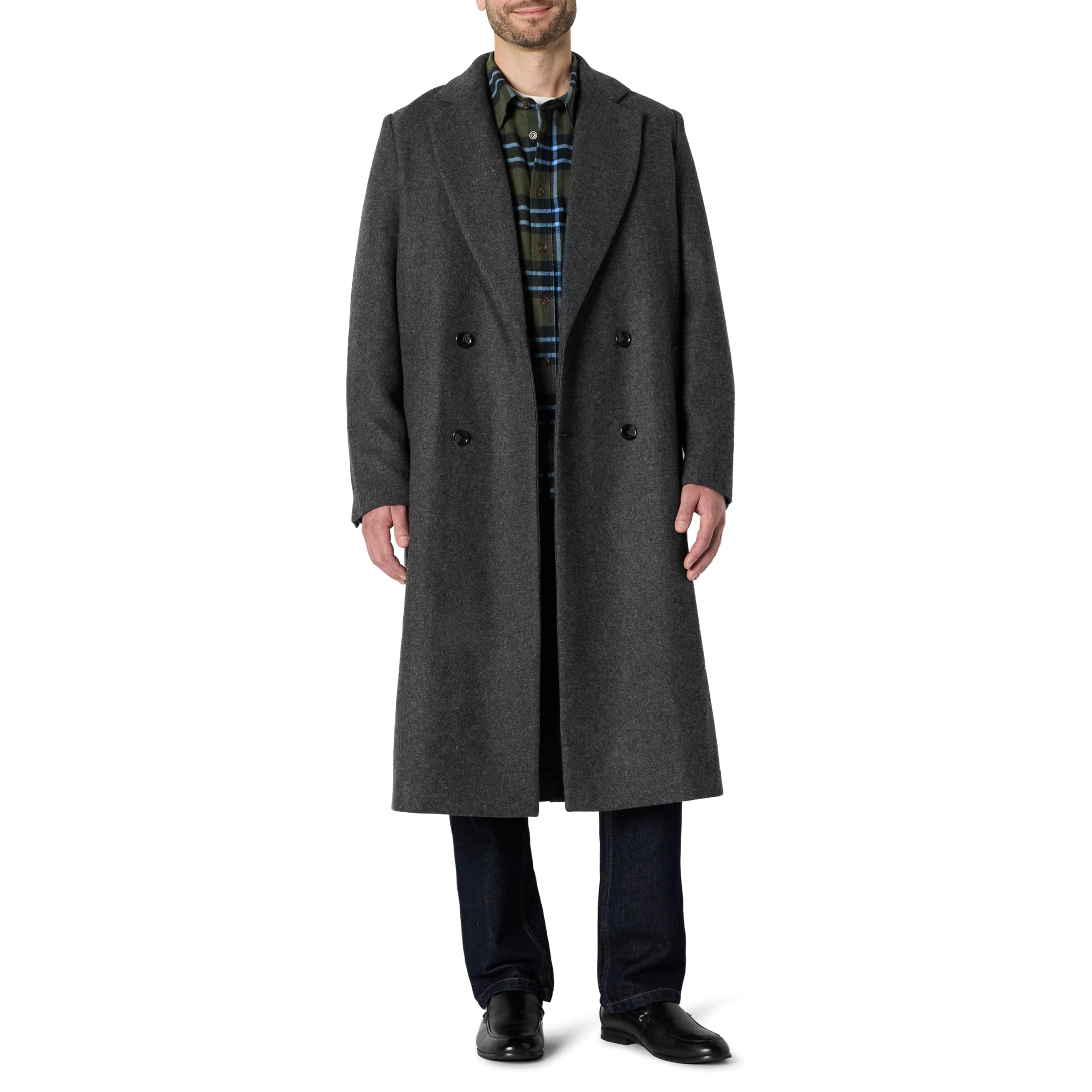 Amazon Essentials Herren Zweireihiger Relaxed-Fit-Longline-Topcoat aus Wollmischung