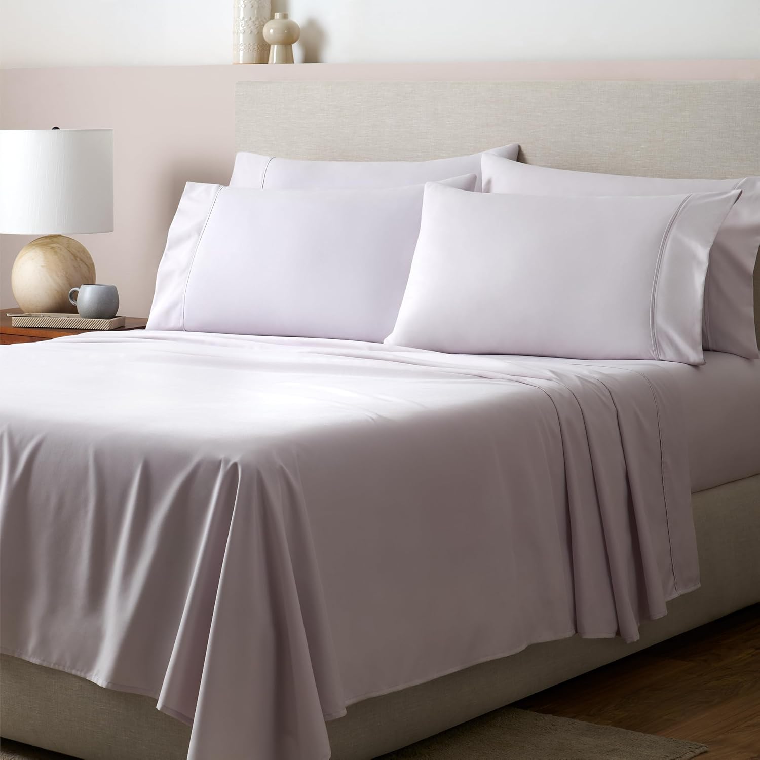 Gaiam Queen Sheet Set Orchid Tint – 6PC Solid Microfiber Cooling Sheets, Wrinkle Resistant, Quick Dry, Lightweight, Soft Brushed Finish