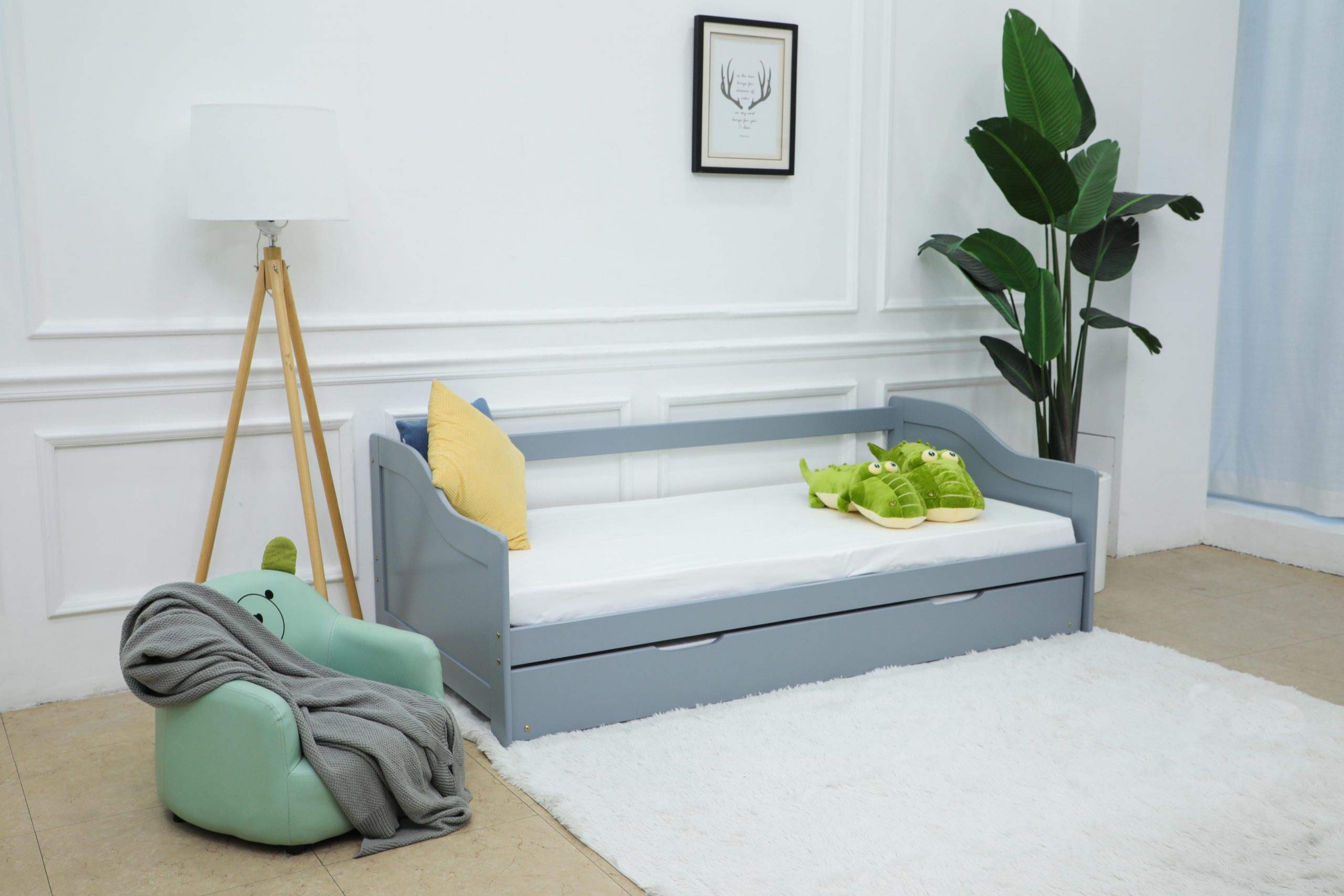 Kamco Day Bed/Guest Bed Grey Oak Wood with 2x Single Beds Wooden