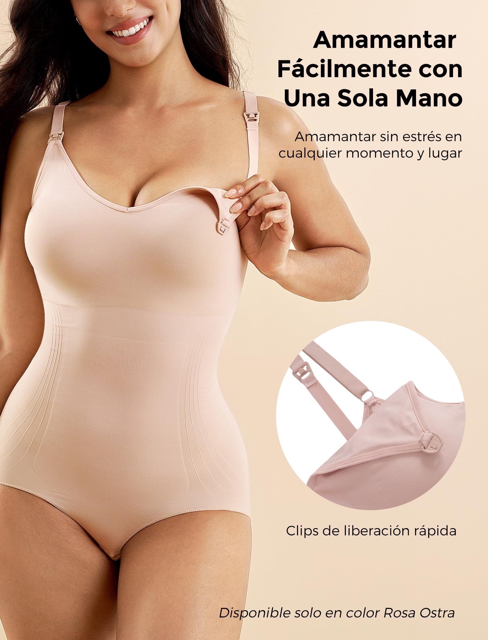 momcozy Body Reductor Mujer Invisible, Faja Reductora Adelgazante Control de Abdomen con Clips de Lactancia, Shapewear Bodysuit sin Costuras para Postparto & Uso Diario