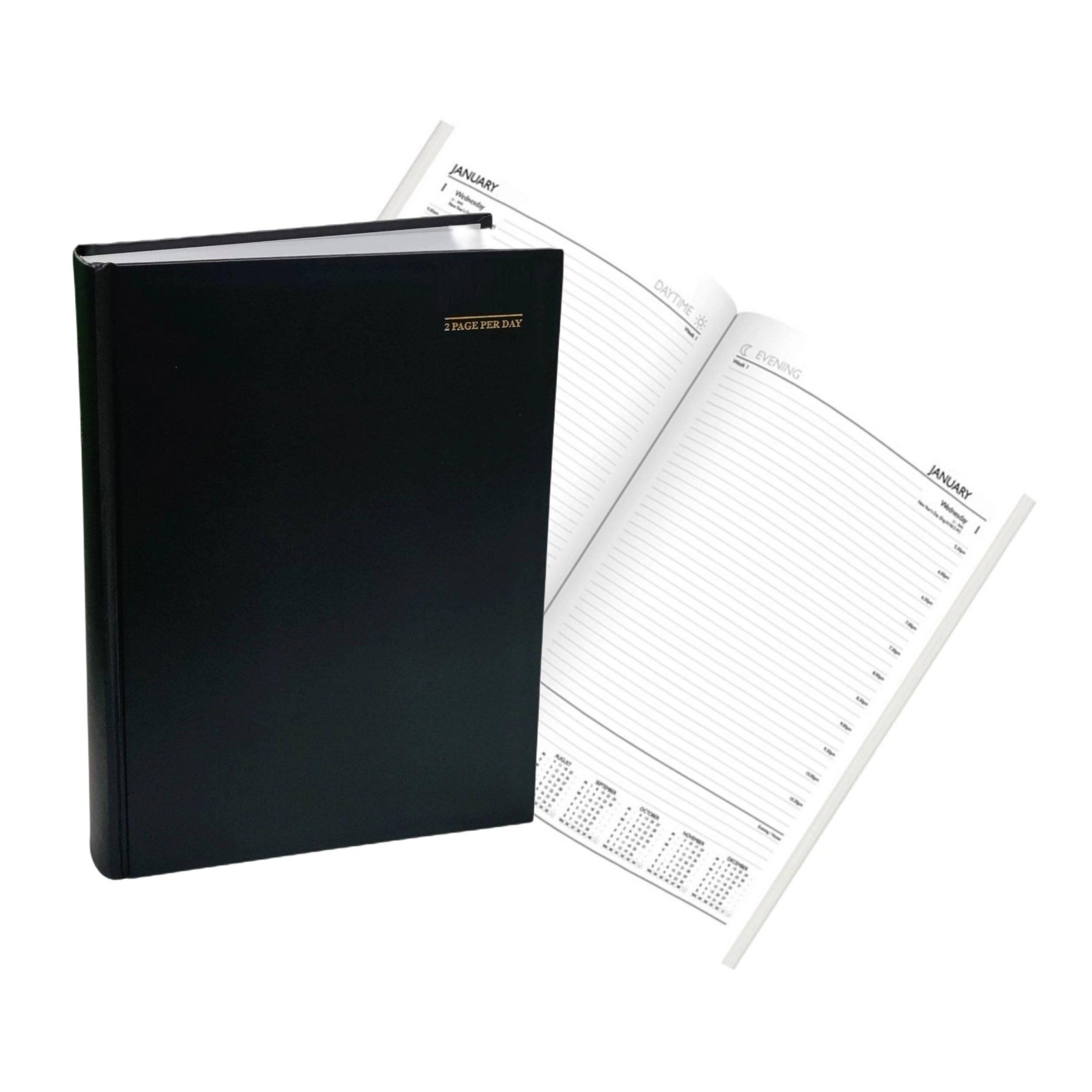 Large 2026 A4 appointment diary - 2 day per page with times - business calendar - large diary - hardback hospitality planner - a4 home office business organiser 2026
