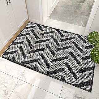 MOHENA Indoor Doormat, 24”x 36” Washable Low Profile Front Inside Floor Door Mat Black, Absorbent Dirt Area Entrance Rug, Non Slip Washable Entryway Rug for Interior, Door Entry, Porch, Patio