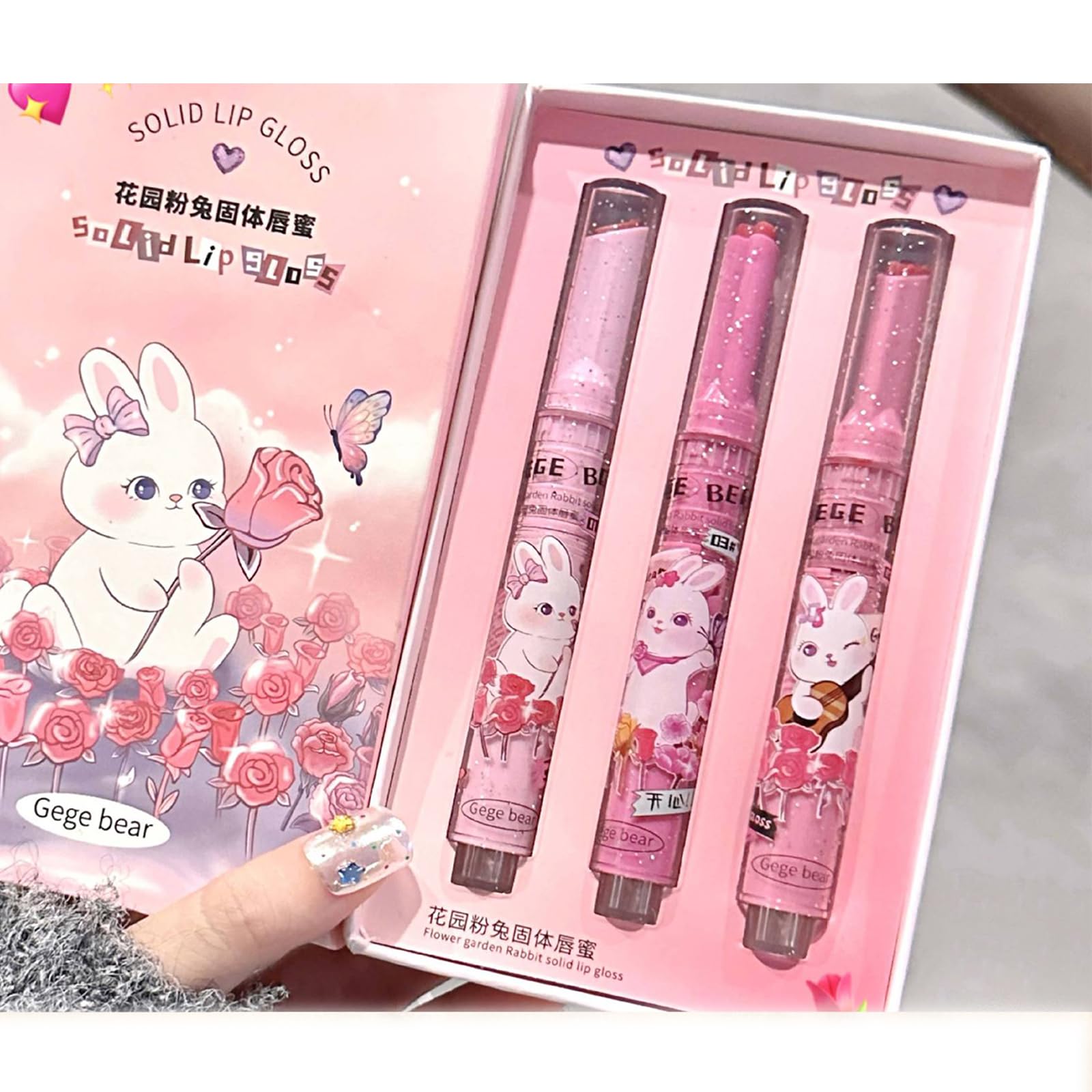 Set di 6 rossetti Crystal Jelly, balsamo per labbra a forma di cuore colorato, lucidalabbra idratante, impermeabile, per la cura delle labbra