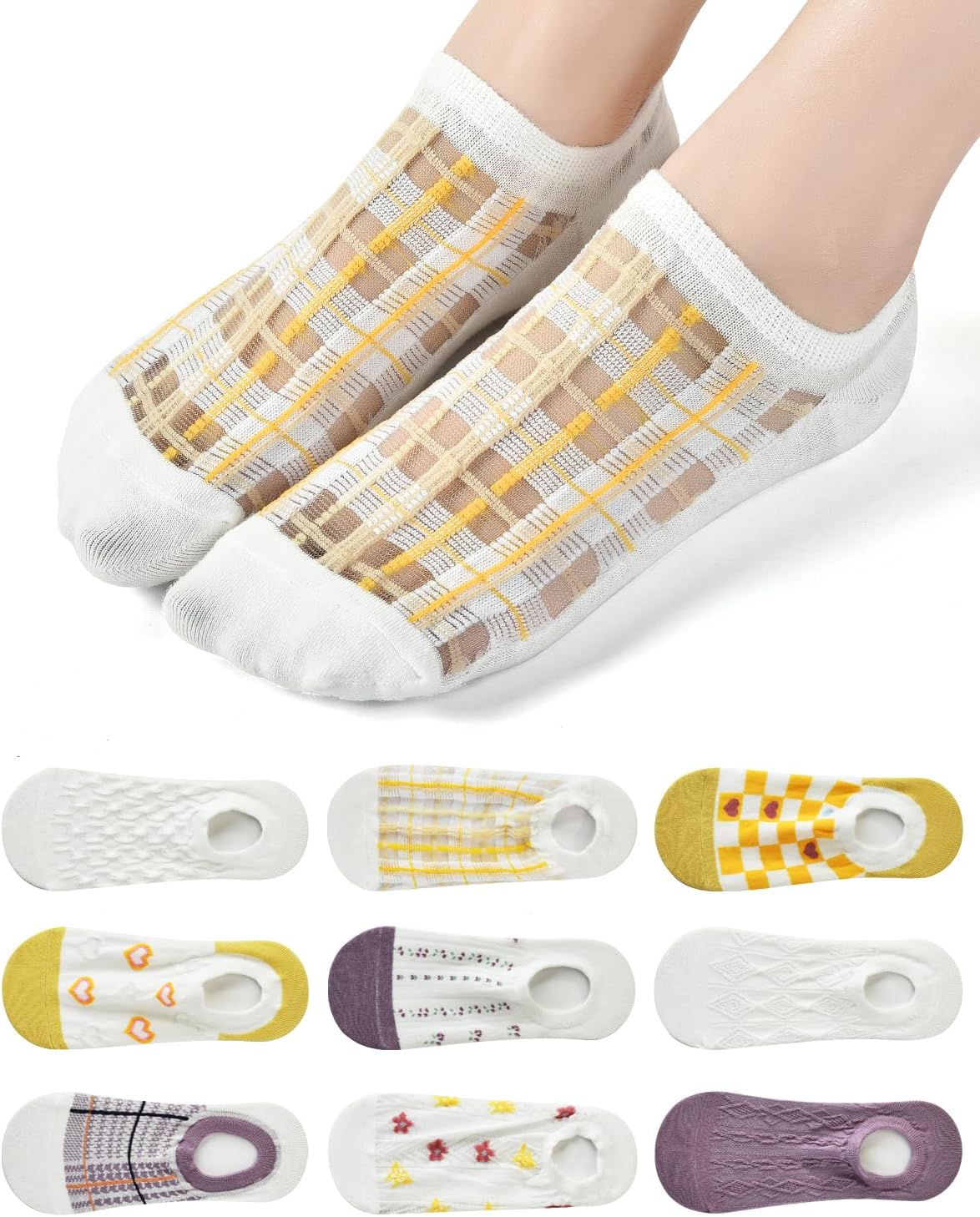 RYI Women Cute No Show Liner Socks for Flats Slip on Shoes Invisible Hidden Low Profile for Boat Shoe 5-9 9-11
