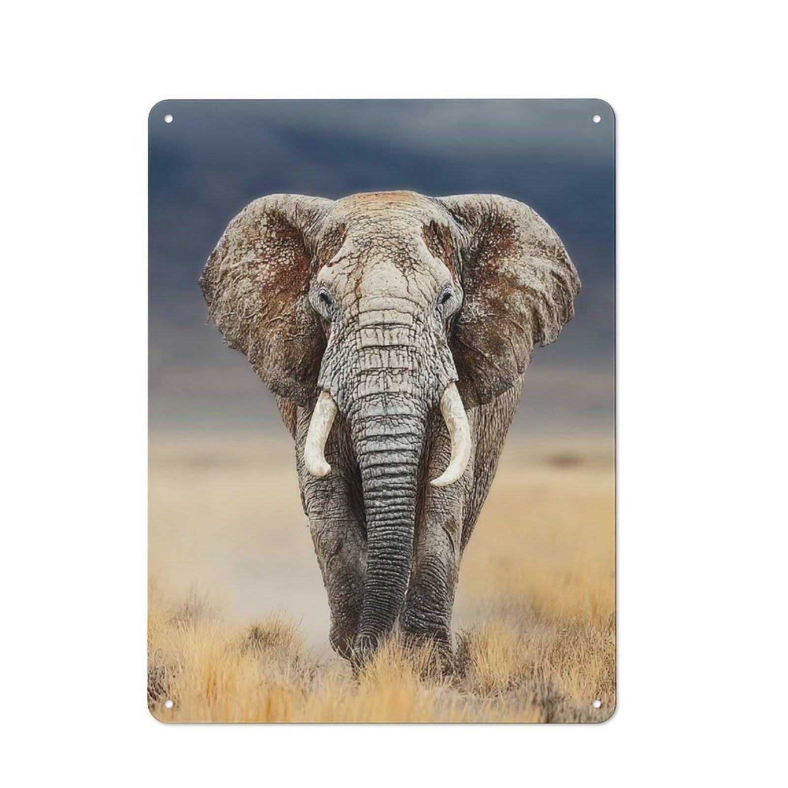Junmoney Style-5 40X30cm Rustic Tin Sign With Majestic Elephant Portrait For Studio Or Craft Room, Tin Sign Wall Decor For Studios And Craft Rooms