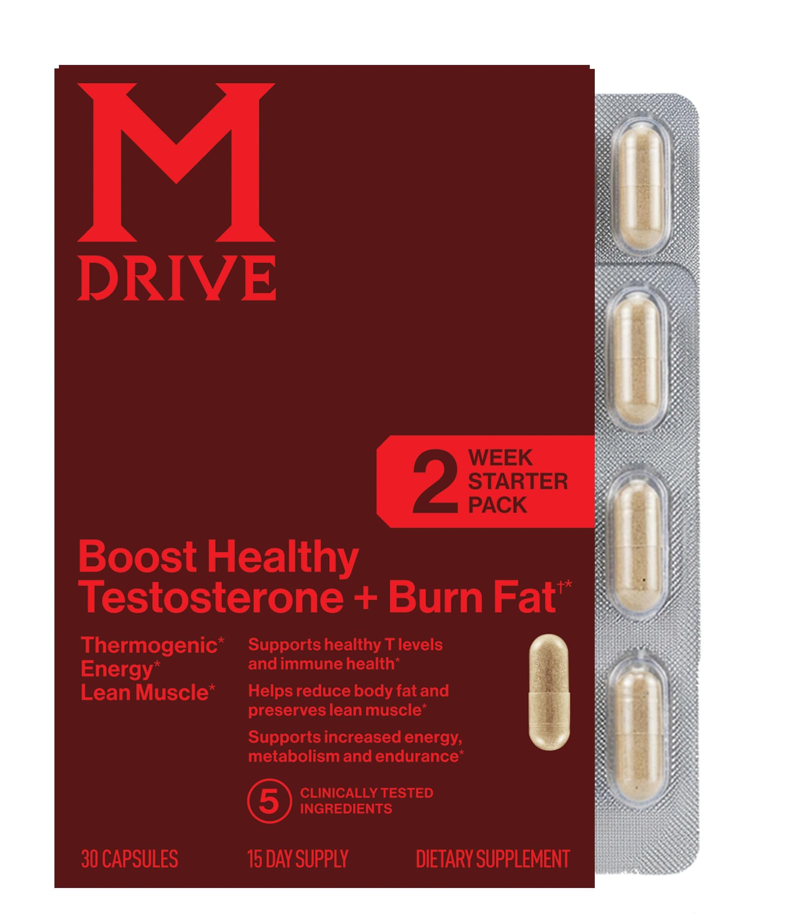 M Drive Suplemento masculino com ashwagandha, cromo, zinco e Bioperine — 30 cápsulas