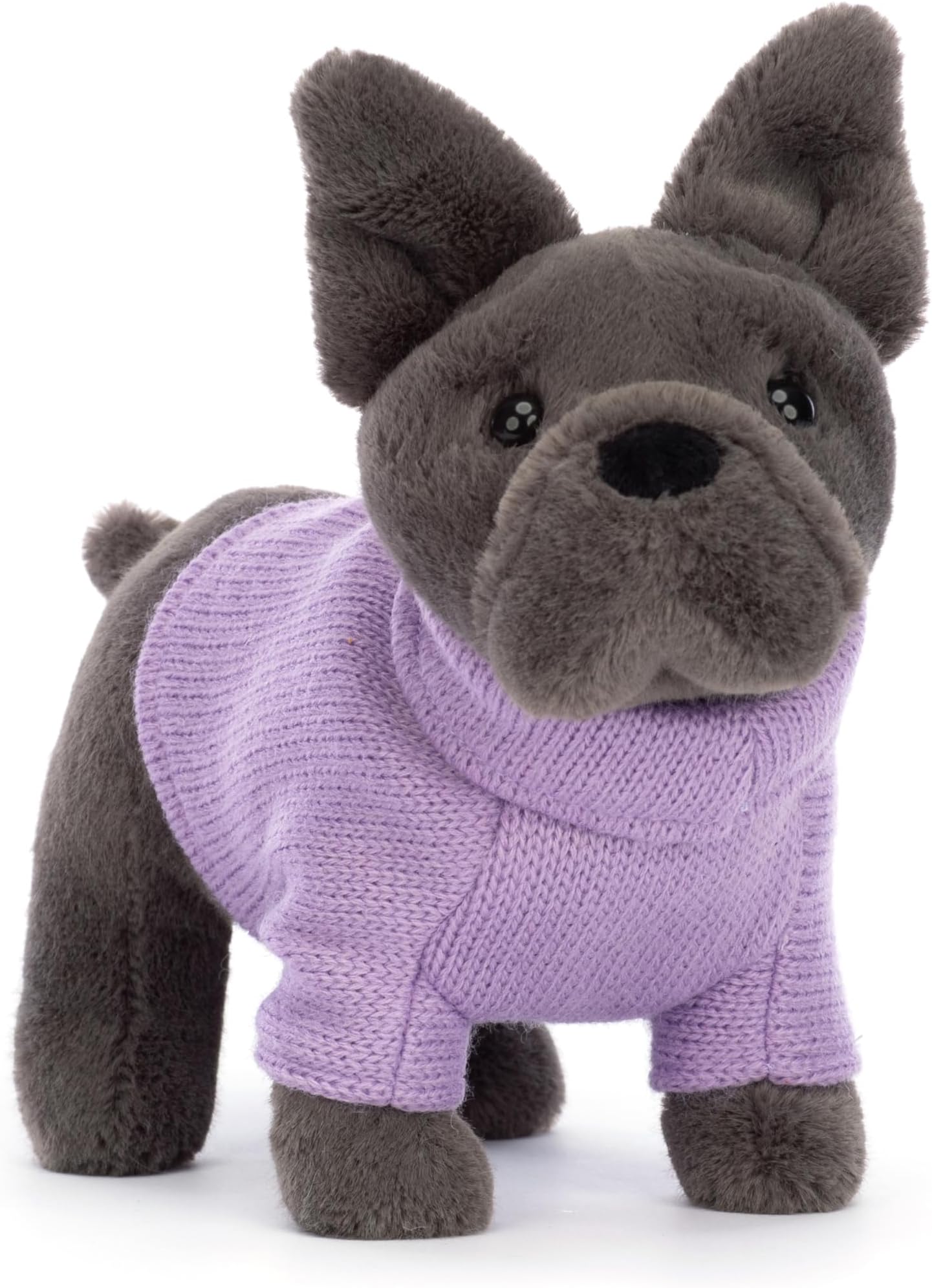 Jellycat French Bulldog Dog with Purple Sweater Stuffed Animal, 7.5 inches - Dogs & Puppies Plush Toy - Classic Children's Gift