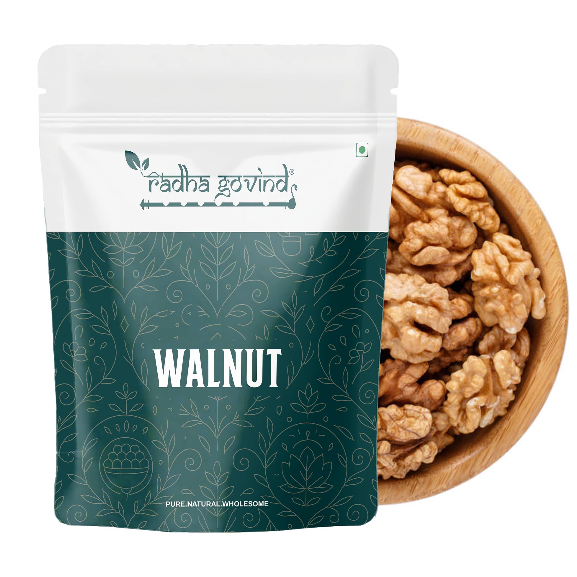 Radha Govind Organic Walnuts Without Shell Broken Akhrot Giri 400 Gram – Premium Fresh, Vacuum Packed, Omega-Rich Nuts for Brain Health, Energy & Snacking, 100% Natural, Crunchy, Hand-Selected Quality