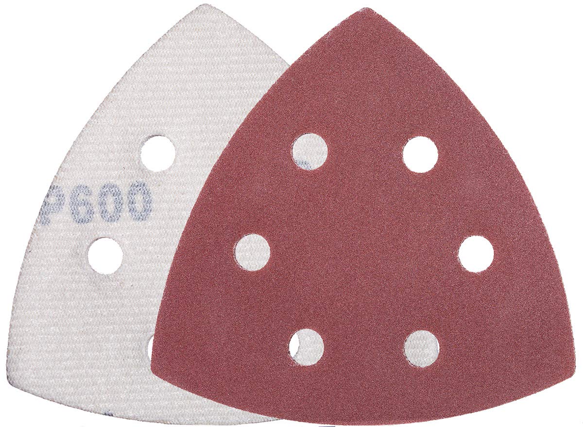 YoiYee 800 Grit Delta Sanding Sheet, Hook and Loop Triangle Sandpaper Pad, Sand Paper Disk, 6 Holes, 93 x 93 x 93mm, 20 Pack