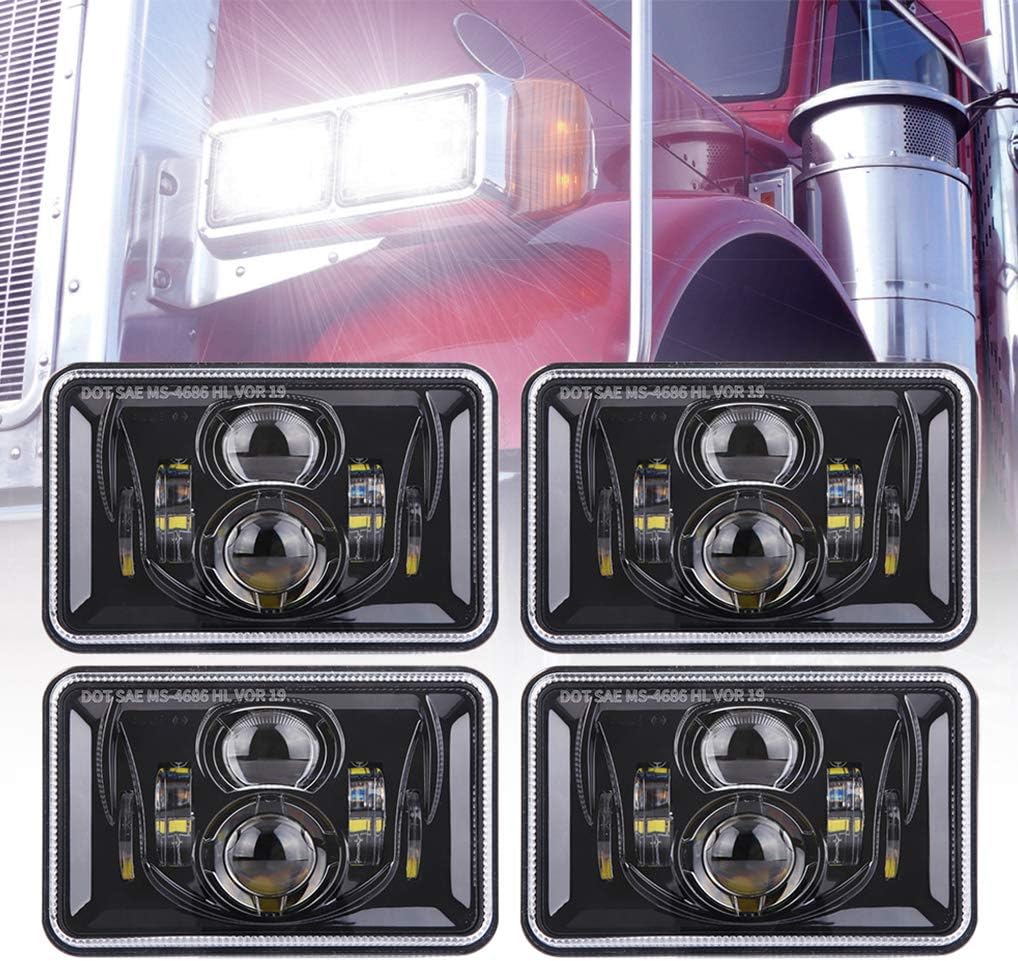 Z-OFFROAD 4pcs 60W 4x6 Inch LED Headlights DOT Approved Rectangular H4651 H4652 H4656 H4666 H6545 Headlight Replacement Compatible with Kenworth Freightliner Peterbilt Oldsmobile Cutlass – Black Z-OFFROAD 4pcs 60W 4x6 Inch LED Headlights DOT Approved Rectangular H4651 H4652 H4656 H4666 H6545 Headlight Replacement Compatible with Kenworth Freightliner Peterbilt Oldsmobile Cutlass – Black
