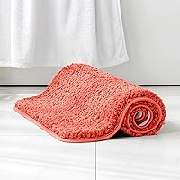 Vista 103 de MIULEE Alfombras de baño naranjas en forma de U, de microfibra suave y absorbente, antideslizantes, de secado rápido, esponjosas, para base