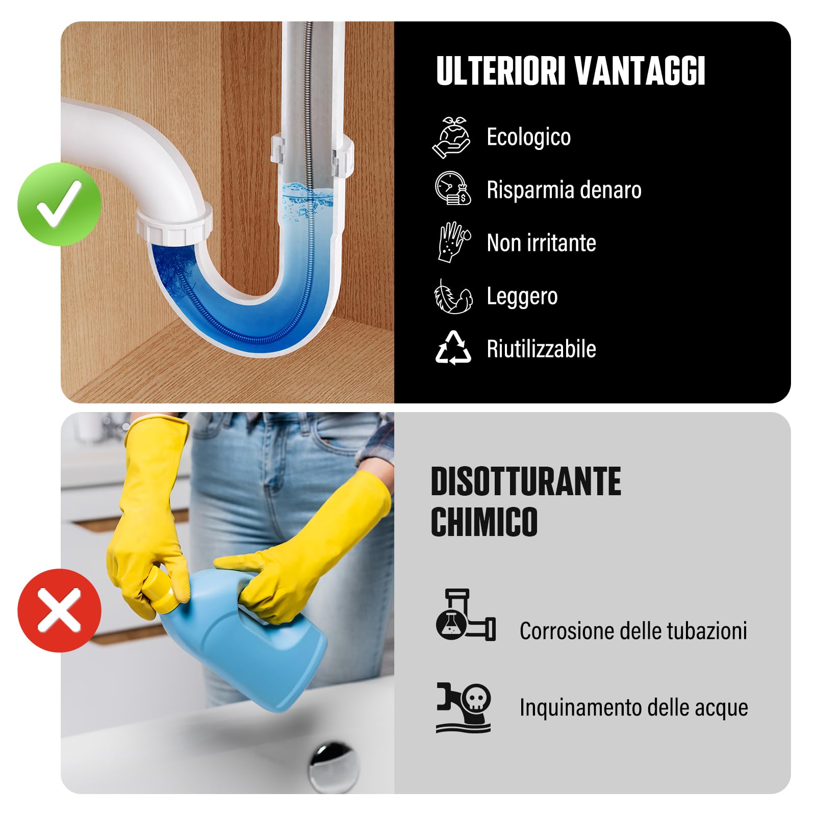 POPULO Scarico elettrico senza fili del serpente 20V, coclea di scarico 25Ft