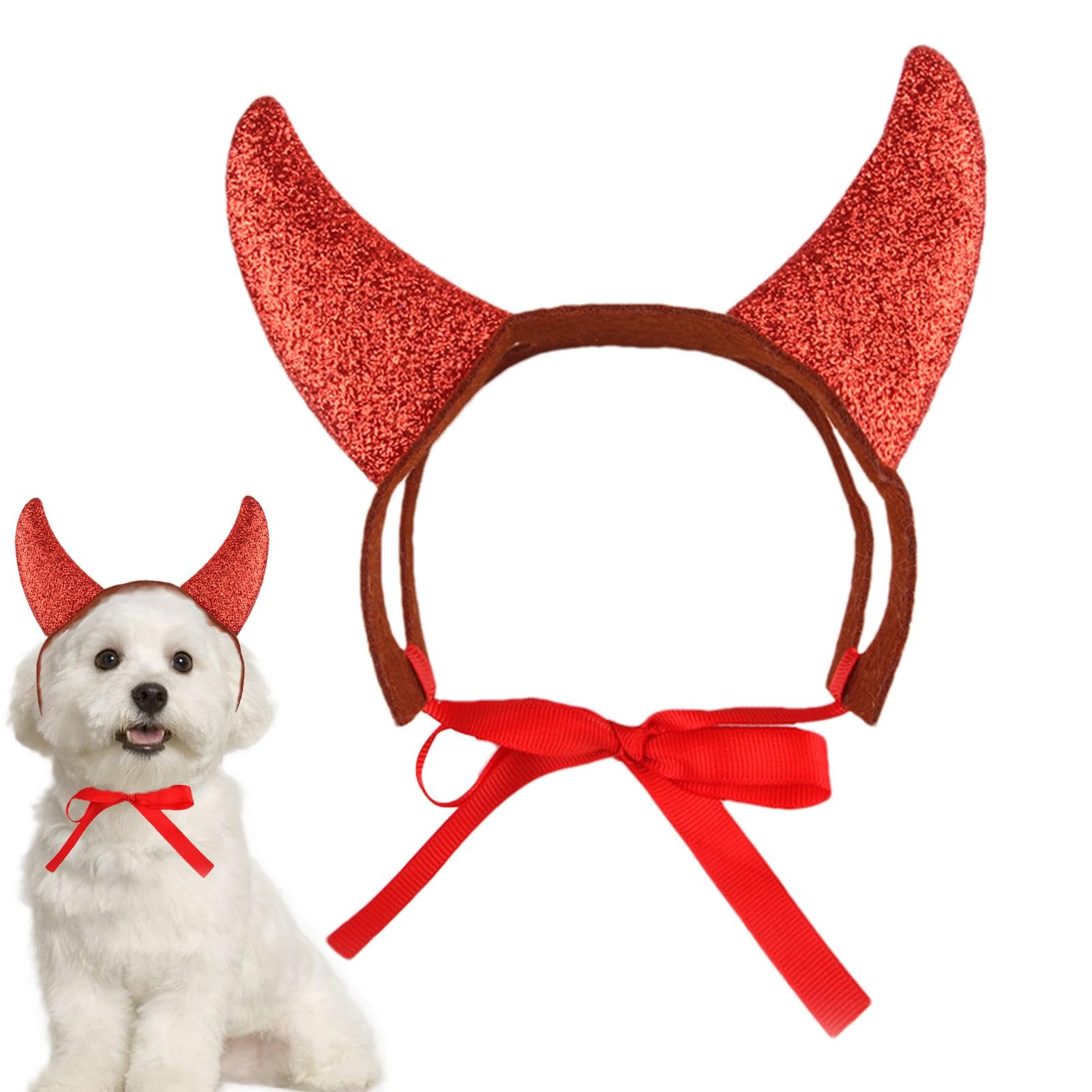 Cuernos de diablo para perro, disfraces de cosplay de fieltro para Halloween, tocado portátil y ligero para mascotas, lindos disfraces de perro para fiestas, celebraciones, carnaval