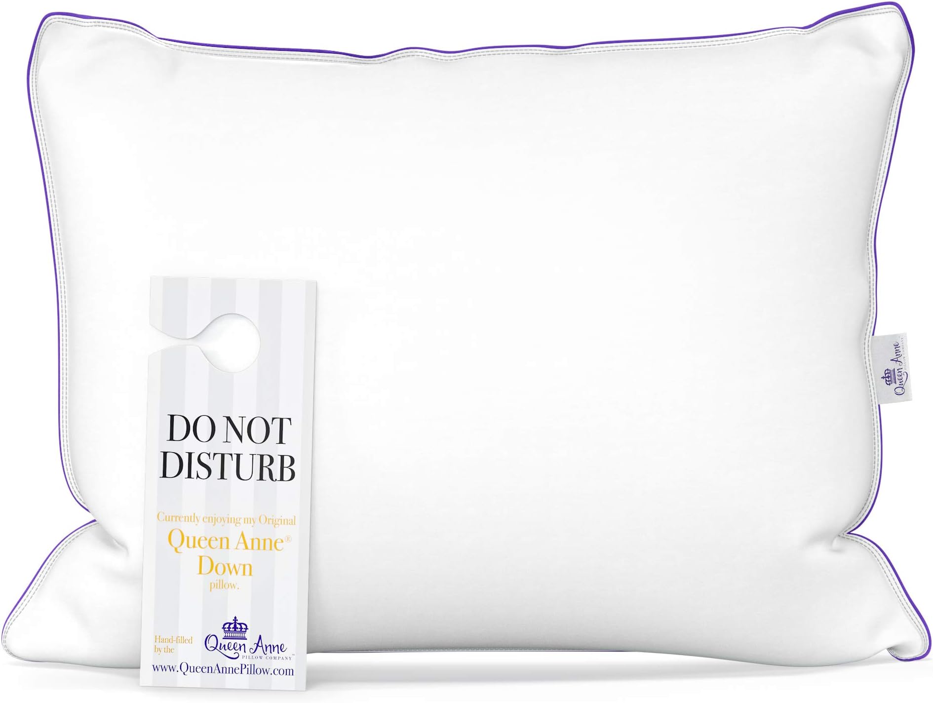 Queen Anne Luxury 100% Down Pillow - European White Goose Down - Cruelty Free Hotel Pillows - Made in USA (Standard Soft)