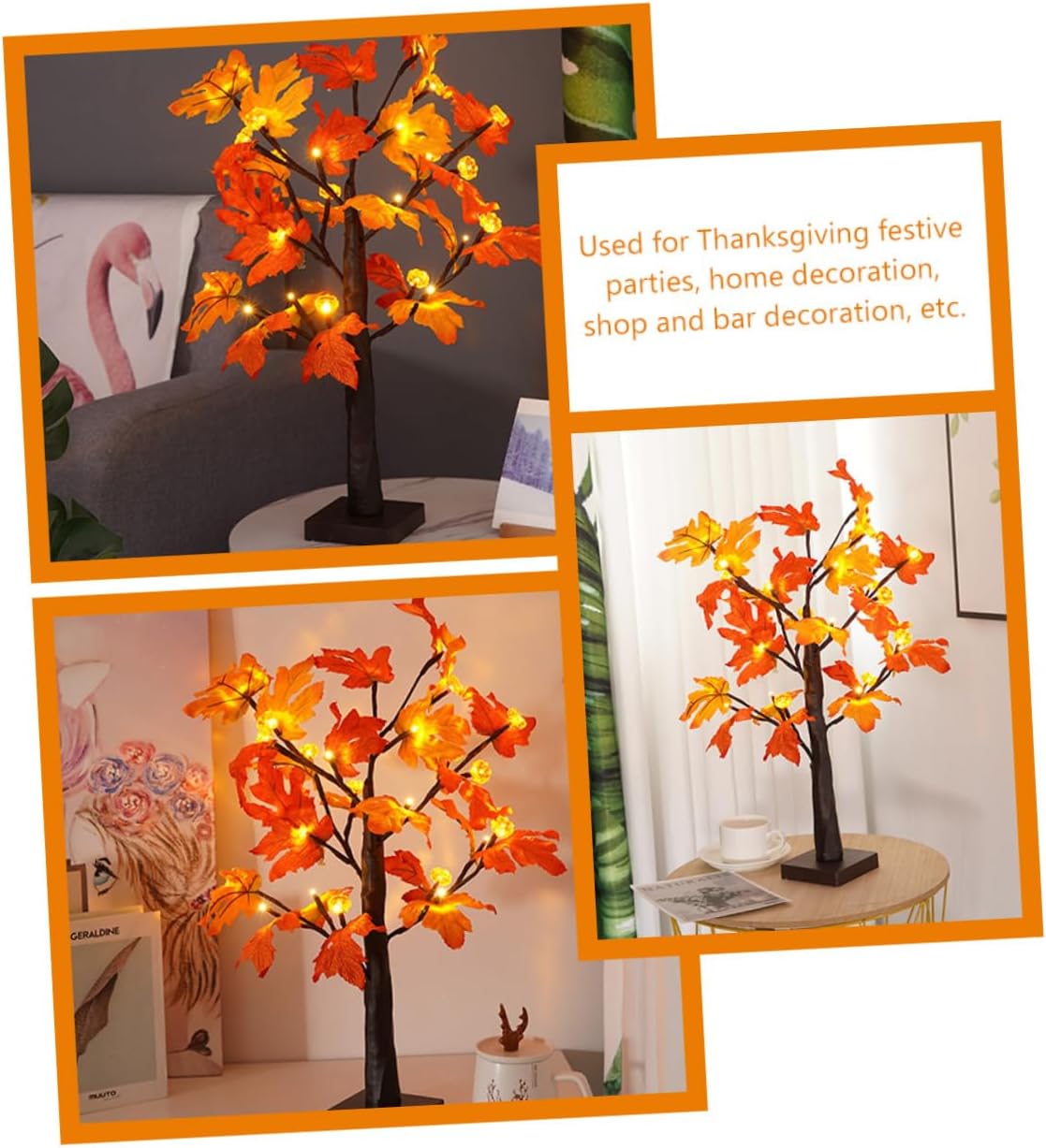 PRETYZOOM Chic Maple Decorative Tree Lamp Twinkling Branches for Home Decor Thanksgiving Party and Festive Events Warm Color Removable Base Great for Interior Layouts