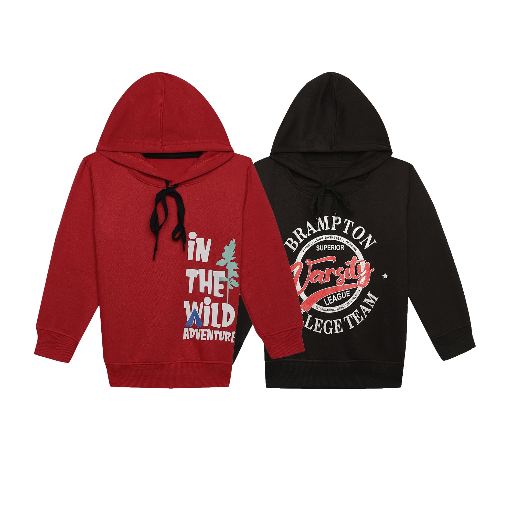 Mack Jonney Unisex-Child Printed Hooded Cotton Fleece Sweatshirt for Kids (Pack of 2)-MACK40326