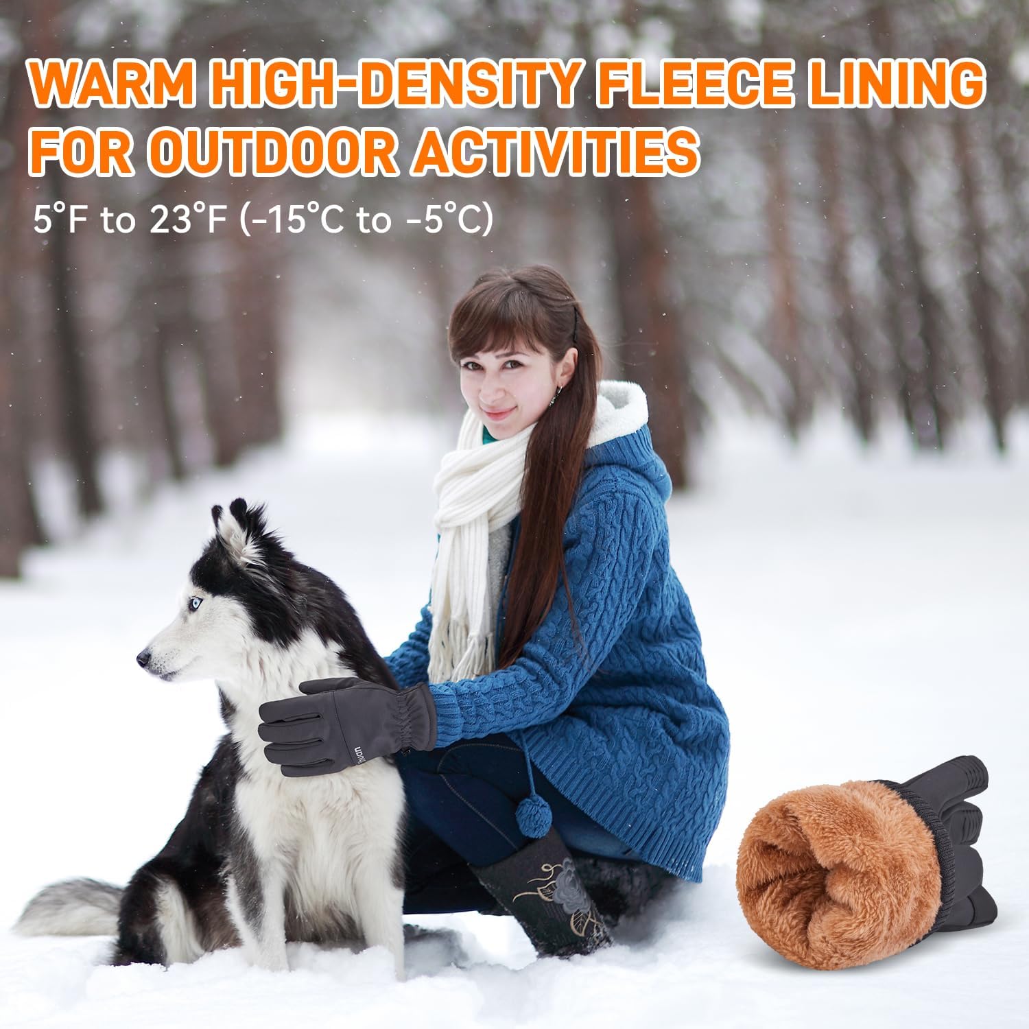 ihuan Winter Gloves for Men Women, Waterproof Warm Ski Snow Gloves Cold Weather, Thermal Touchscreen Skiing, Snowboarding, Motorcycle Running Driving Hiking Cycling Stocking Stuffers image 2