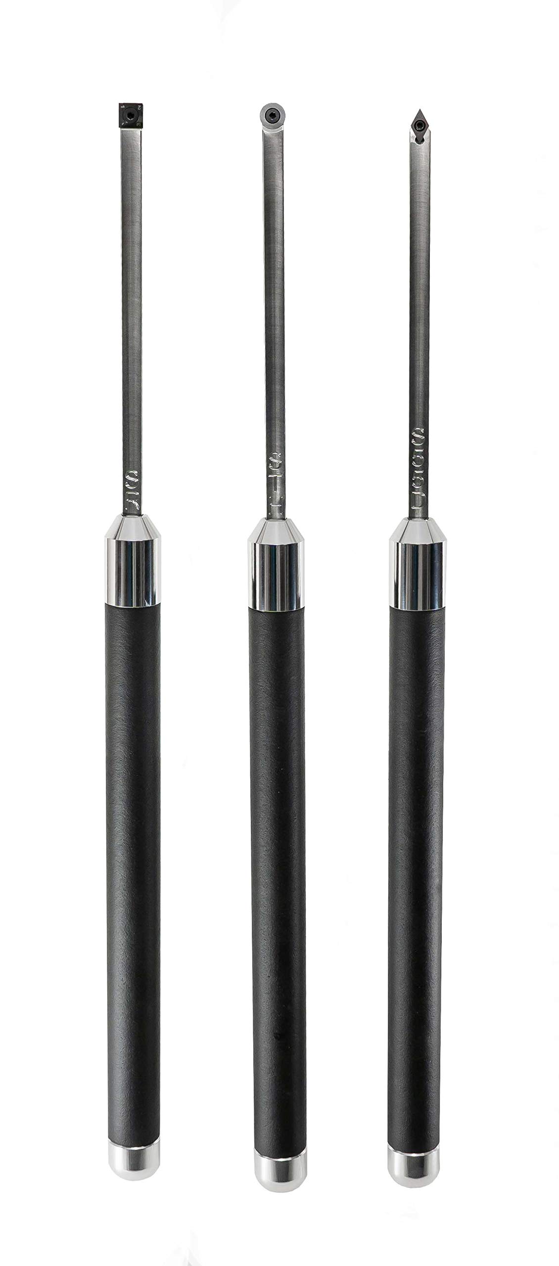 Simple Woodturning Tools Carbide Lathe Turning Tool Set of 3 Full Size with 17" Foam Grip Handles, USA Made