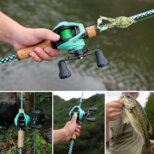 Miniatura 7 de Sougayilang Combo de carrete de caña de pescar, acción rápida, 2 piezas, caña de pescar con carrete de cebo