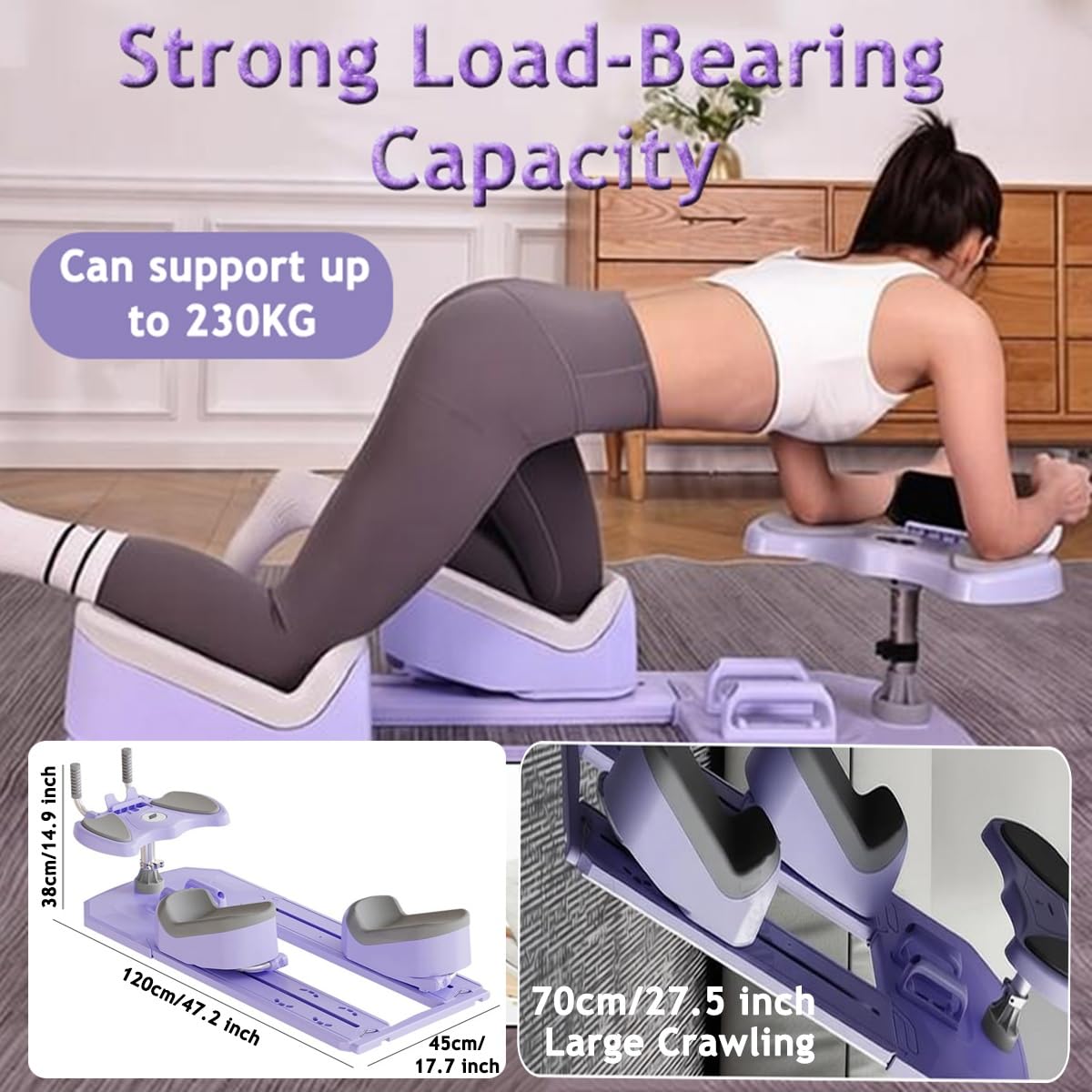 Spine Twist & Stretch Trainer – maszyna do ćwiczeń pełzania, modelująca talię, rozciągająca nogi i aktywująca mięśnie korpusu, 3-stopniowa regulacja wysokości, długość pełzania 70 cm