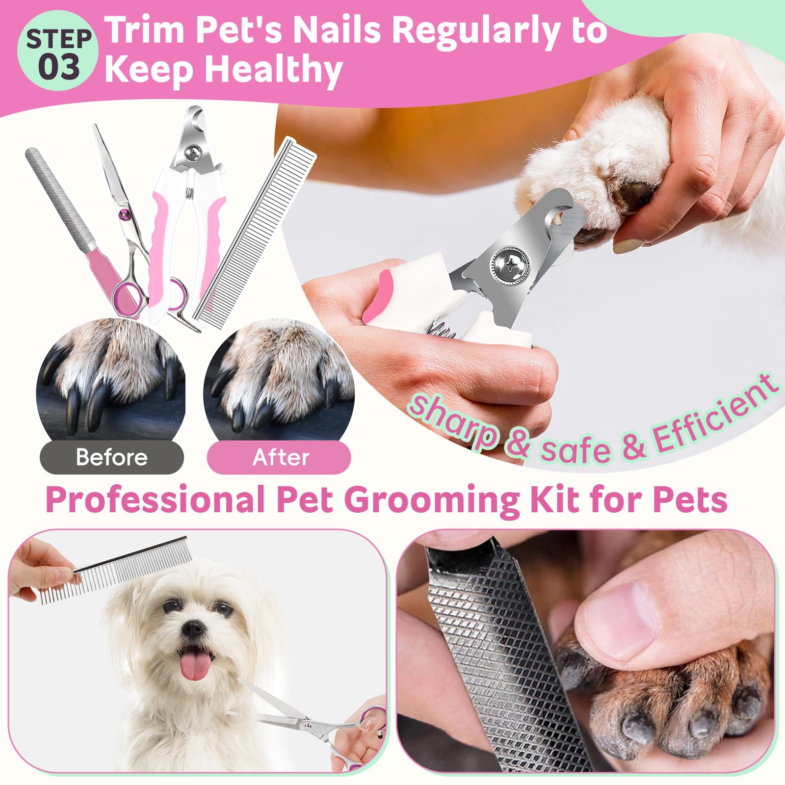 Kit de aseo de baño para mascotas, juego de cepillo para el pelo con toalla
