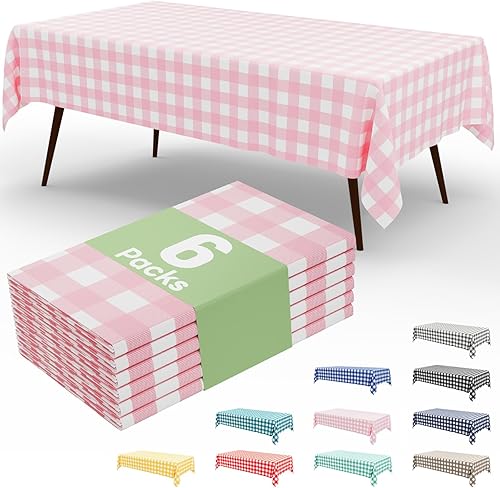 Miniatura 24 de misaya Paquete de 4 manteles desechables de búfalo, mantel de plástico impermeable de 54 x 108 pulgadas, manteles rectangulares a cuadros azules y