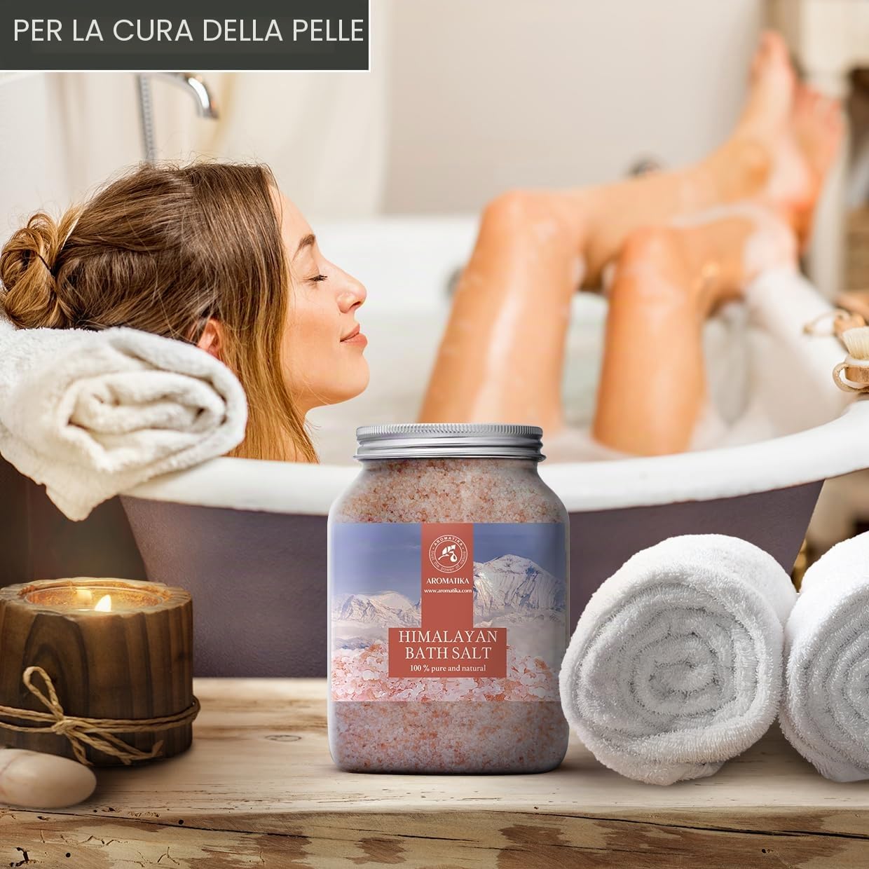 Sale Rosa Himalaya 1300g - Puro e Naturale 100% - Sale Himalayano - Ideale per Dormire Bene - Rimedi Contro lo Stress - Bagno - Bellezza - Rilassante - Sali da Bagno