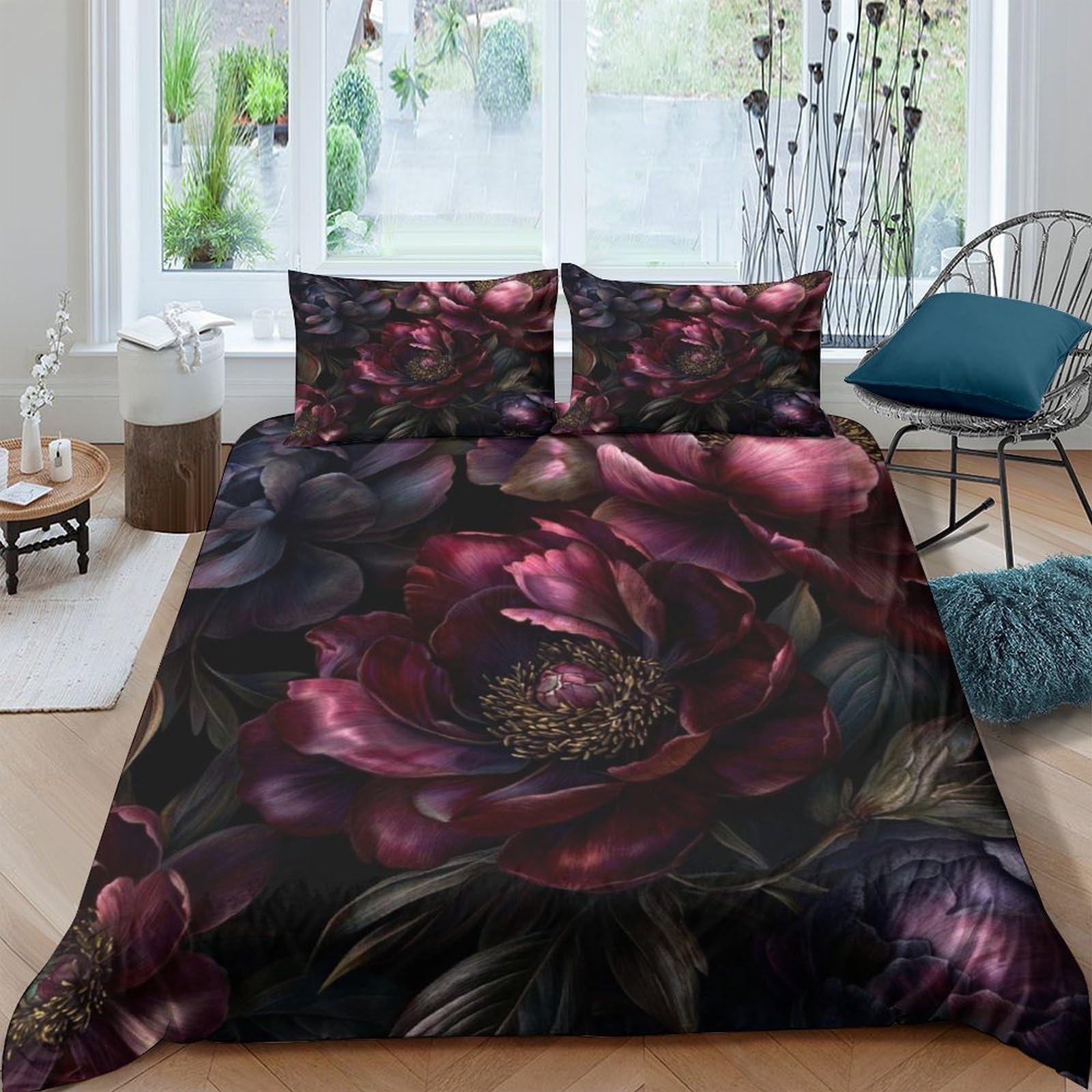 Ctjqhvkz Style-6 3D Printed Dark Floral Fitted Sheet Microfiber Soft Bedroom Decor Plum Blossom Bed Sheet For Adult Teen Guest Room Single（135X200cm）