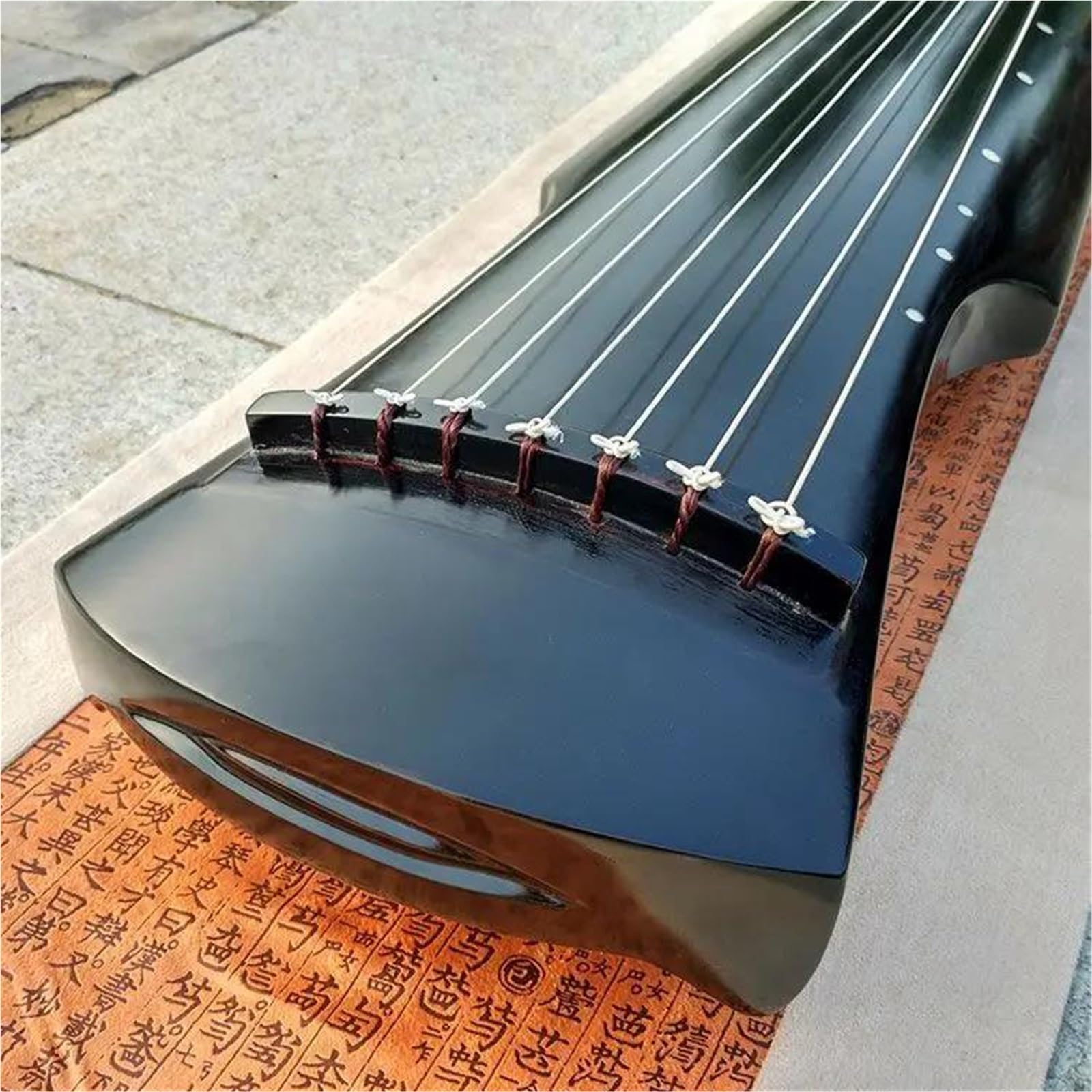 Handgemachtes Guqin 7 Saiten Paulownia Guqin 123cm Mit Zubehör Traditionelle Musikinstrumente(Black set b)