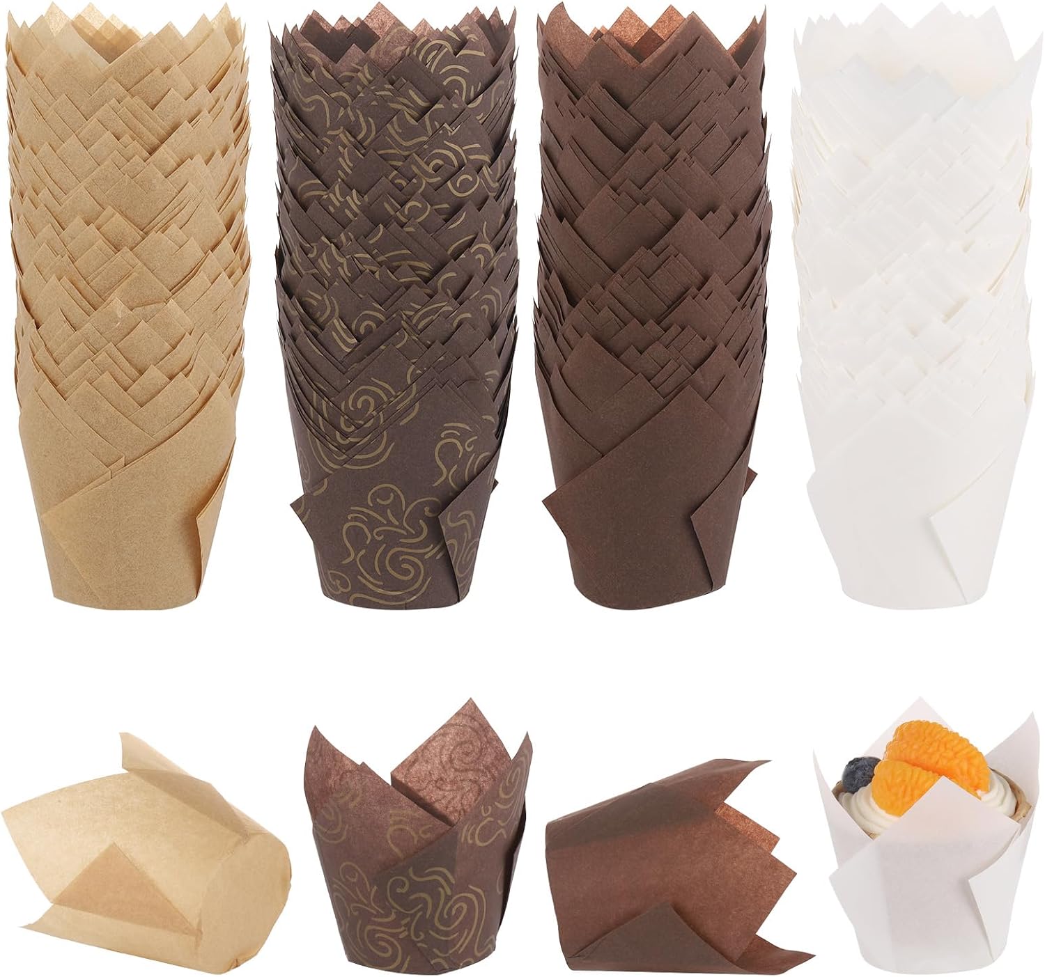 400pcs Tulip Cupcake Liners for Baking Cups Greaseproof Tulip Muffin Liners Premium Muffin Baking Cups Liners Holders for Party, Christmas, Weddings, Birthday