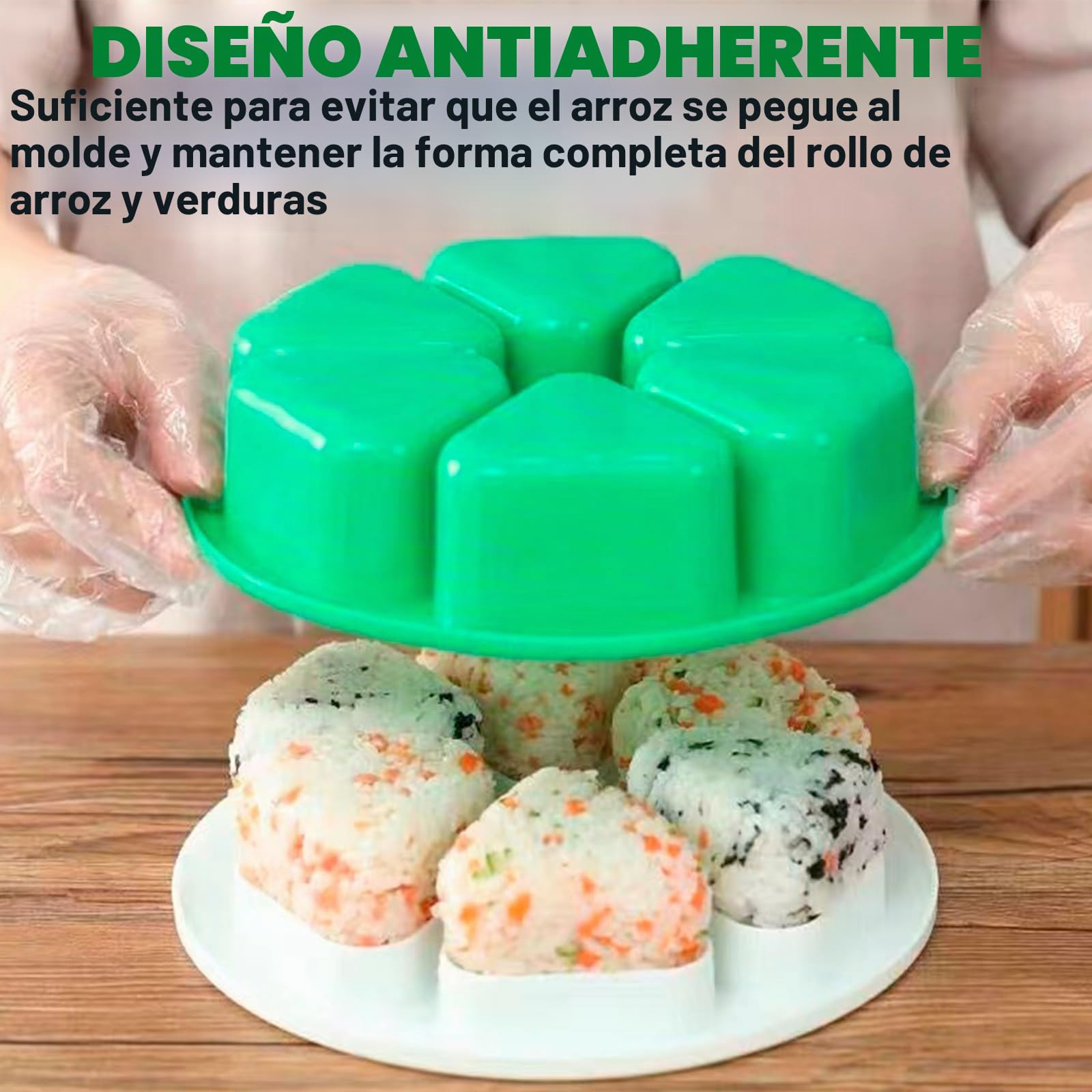 Sporgo Forma triangular: molde de sushi 6 en 1 de gran capacidad Onigiri Maker, molde para sushi Onigiri Bento Maker, Onigiri Moldes Set para copos de algas, hojas de algas, verduras frescas