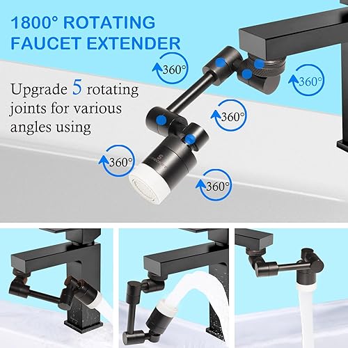 Miniatura 2 de Extensor de grifo giratorio de 1800, brazo giratorio, aireador de grifo robótico para baño, fregadero de cocina, accesorio de pulverización de