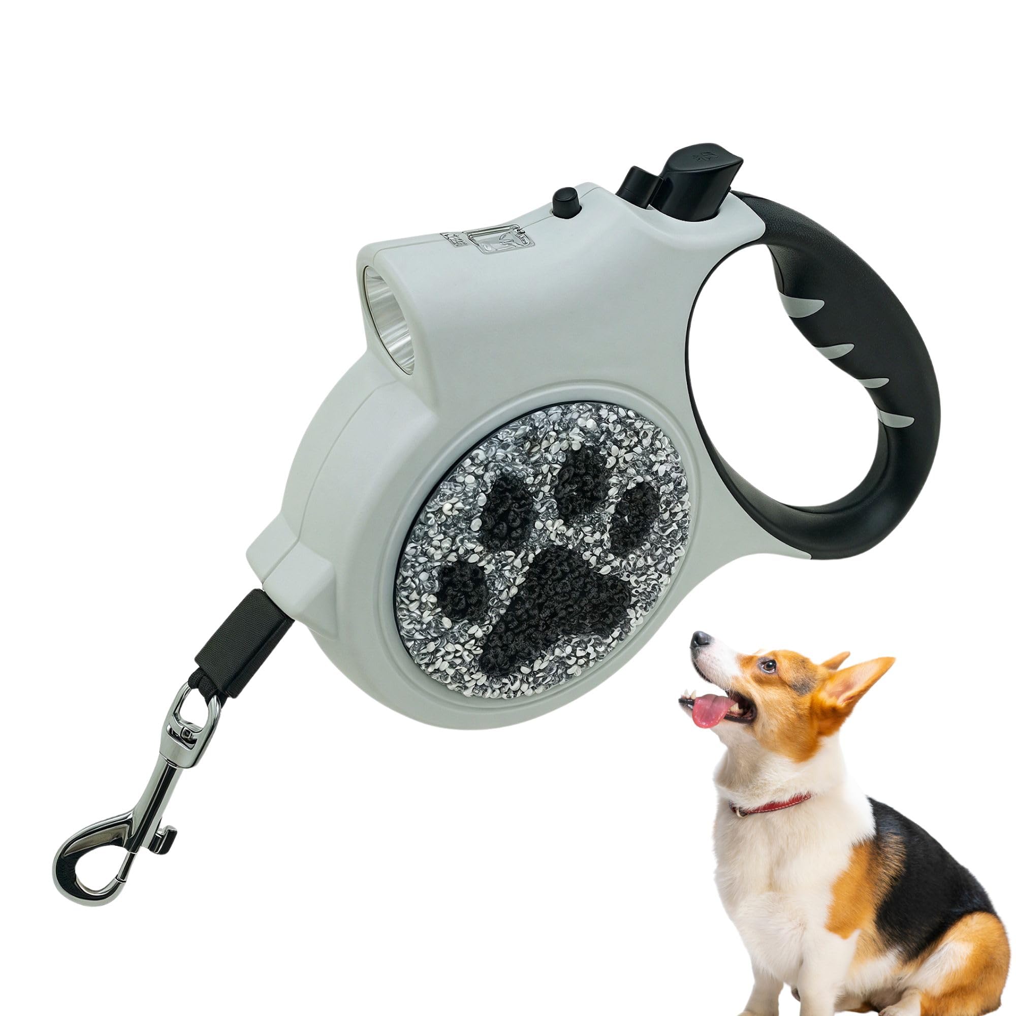 Red Coral Led Retractable Dog Leash – 16ft Leash with Handcrafted Sparkle Detail Tangle-Free One-Hand Brake Soft Grip Handle for Small & Medium Dogs