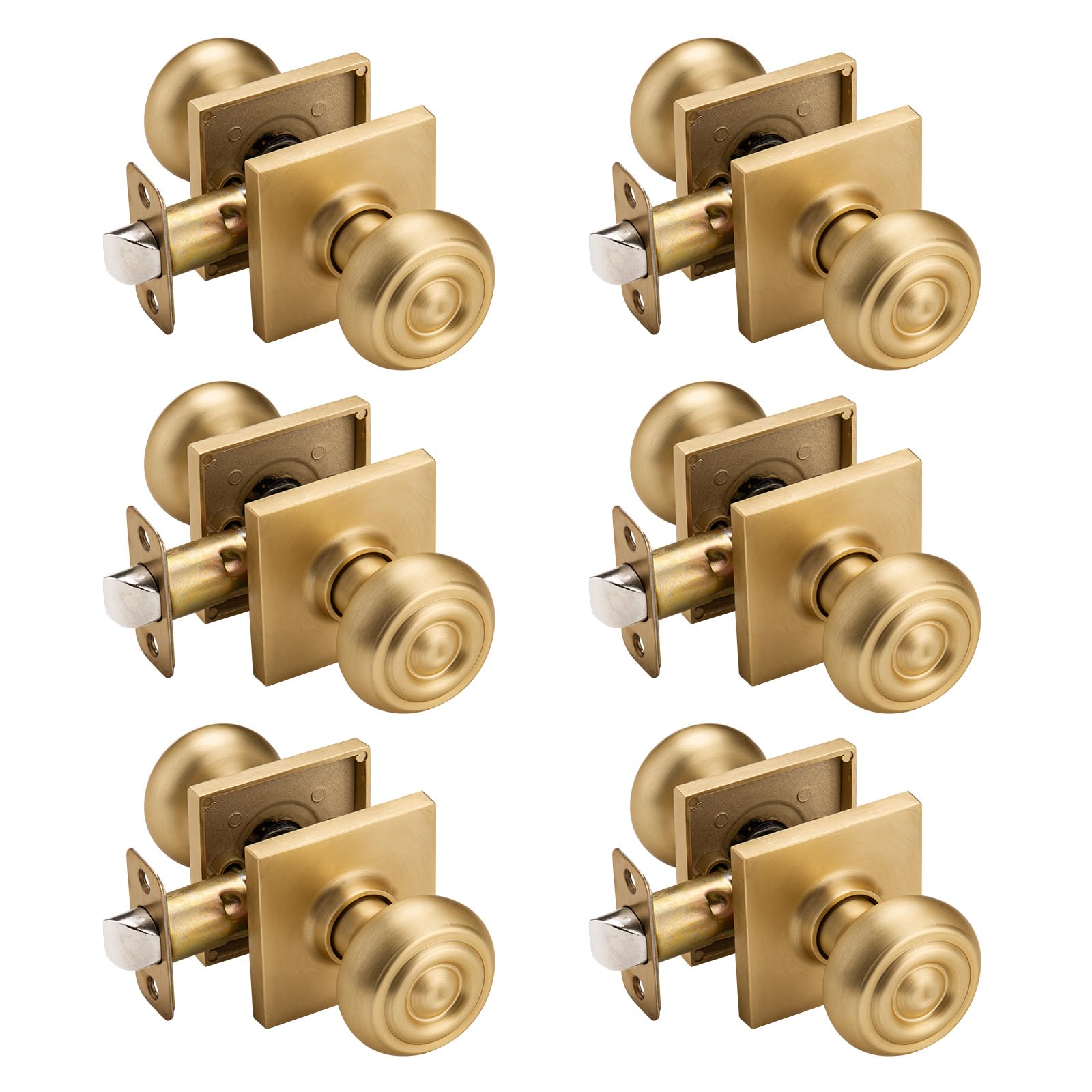 Antique Brass Door Knobs - 6 Pack -19